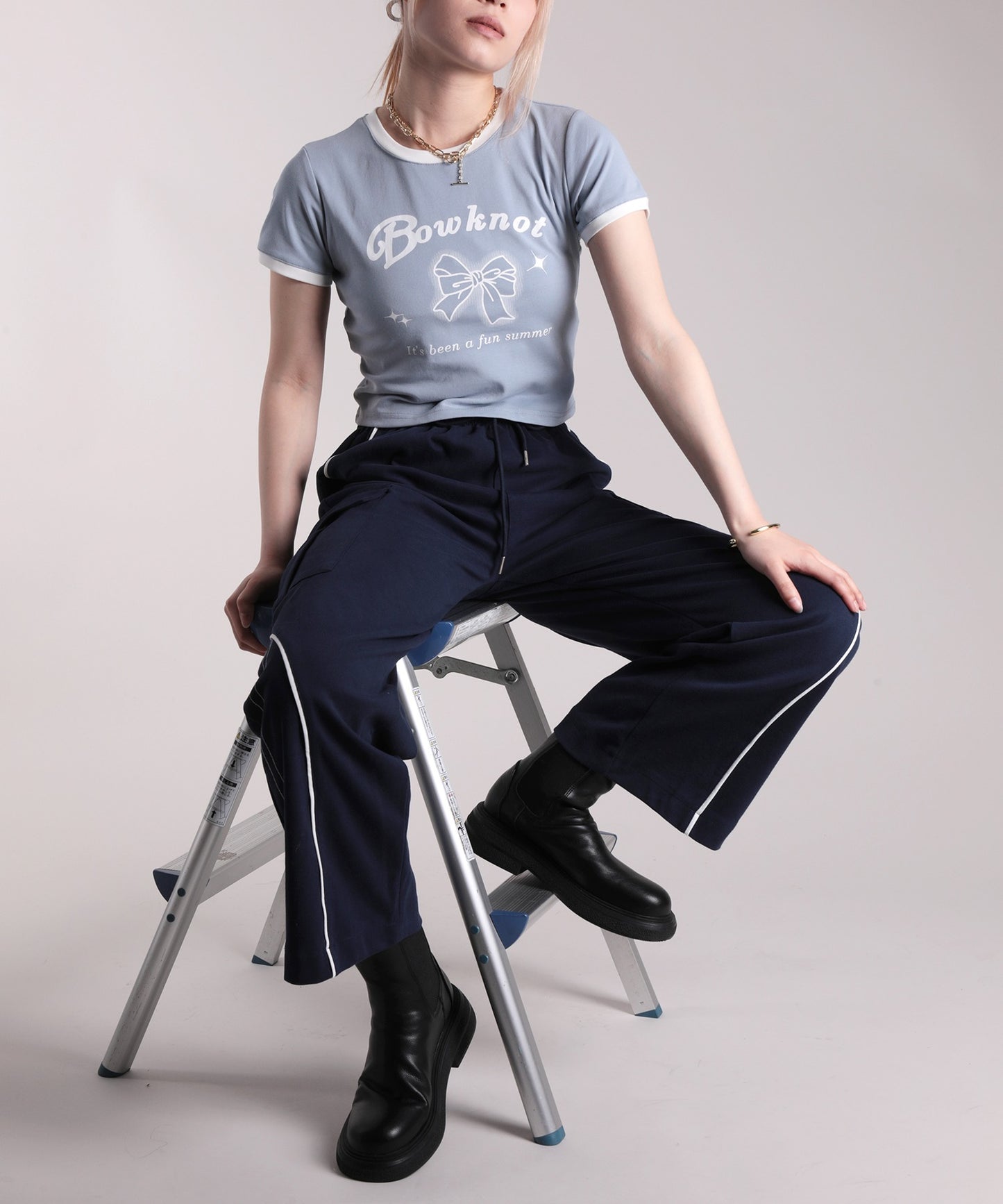 【HOOK】for girls リボンプリントリンガーtシャツ