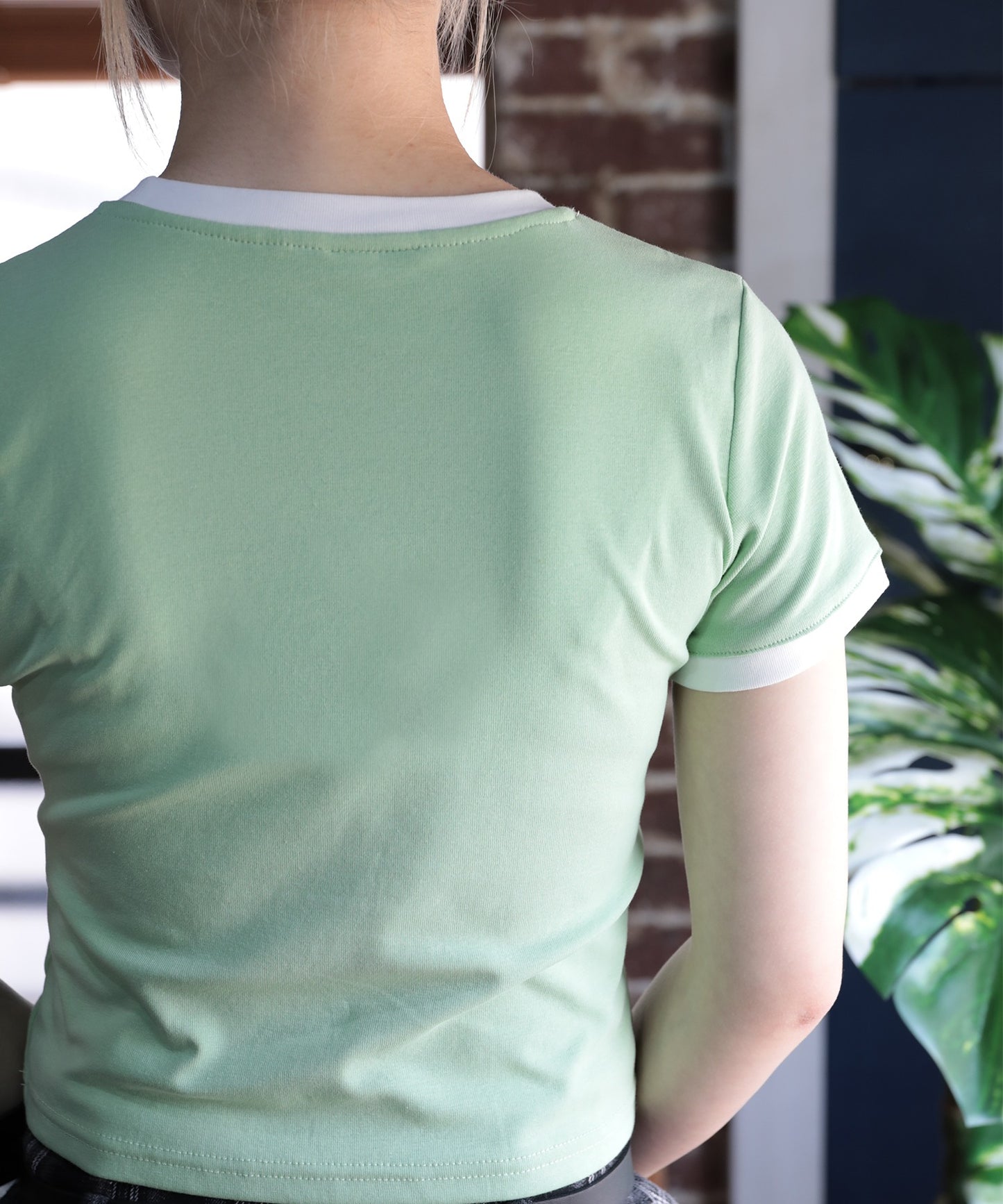 【HOOK】for girls リボンプリントリンガーtシャツ