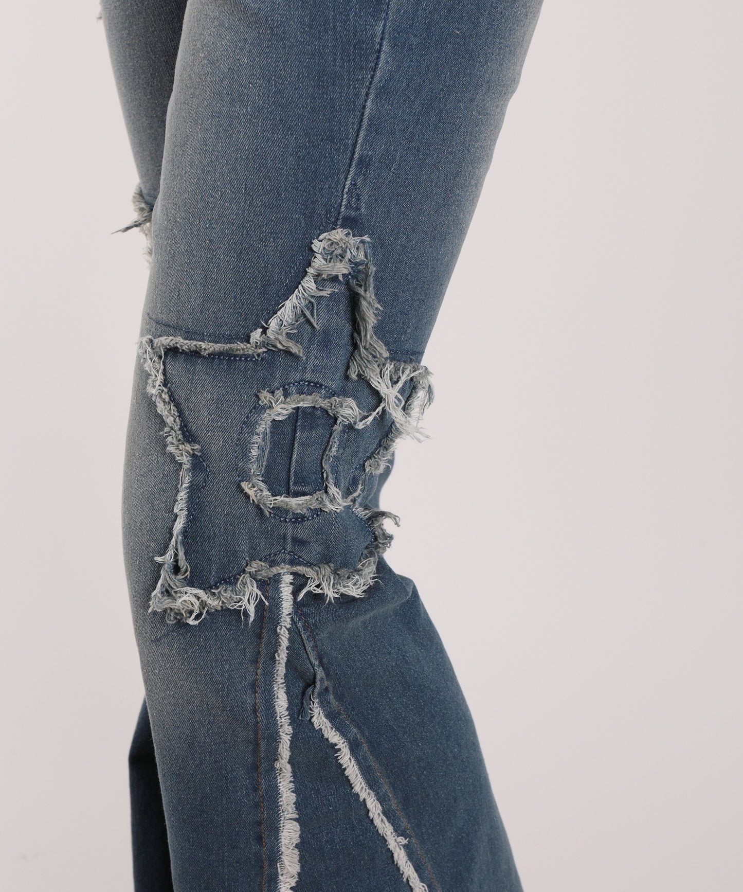【HOOK】for girls 星パッチデニムフレアパンツ