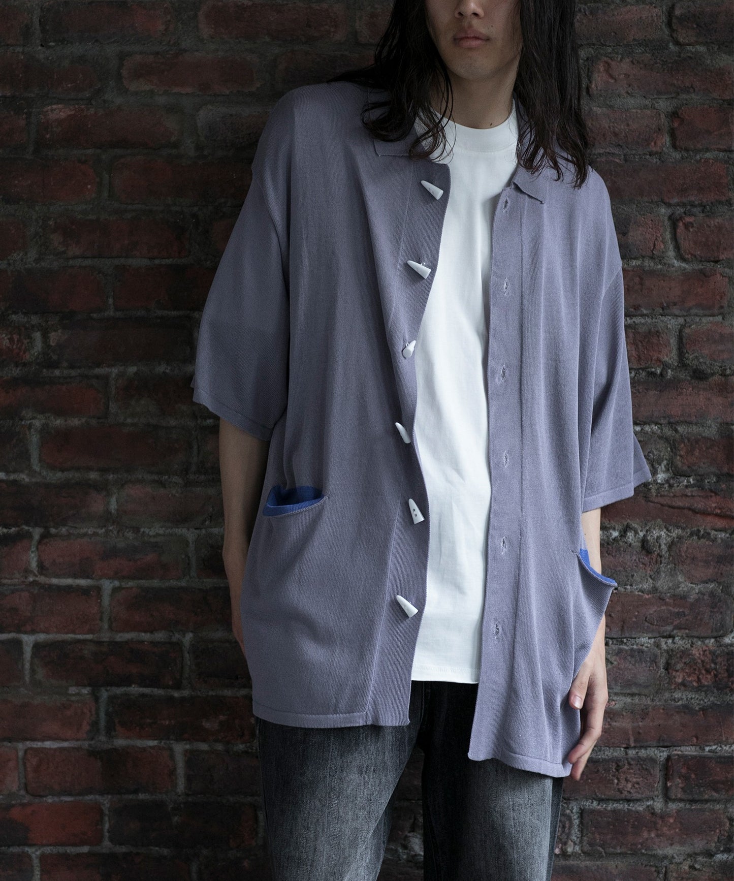 【aimoha neo】CONTRAST POCKETS KNIT SHIRT