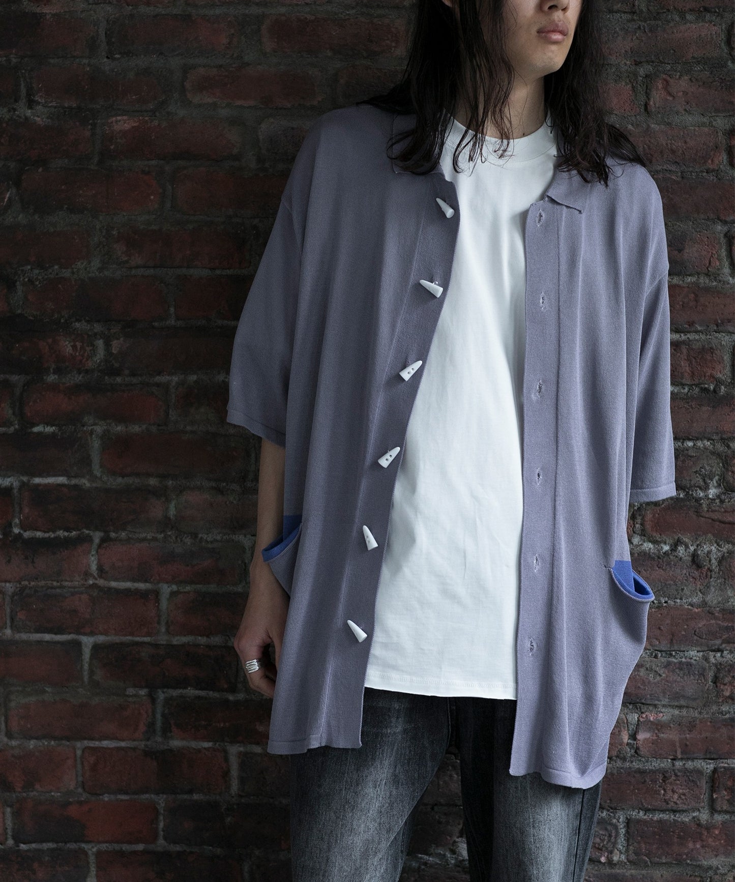 【aimoha neo】CONTRAST POCKETS KNIT SHIRT