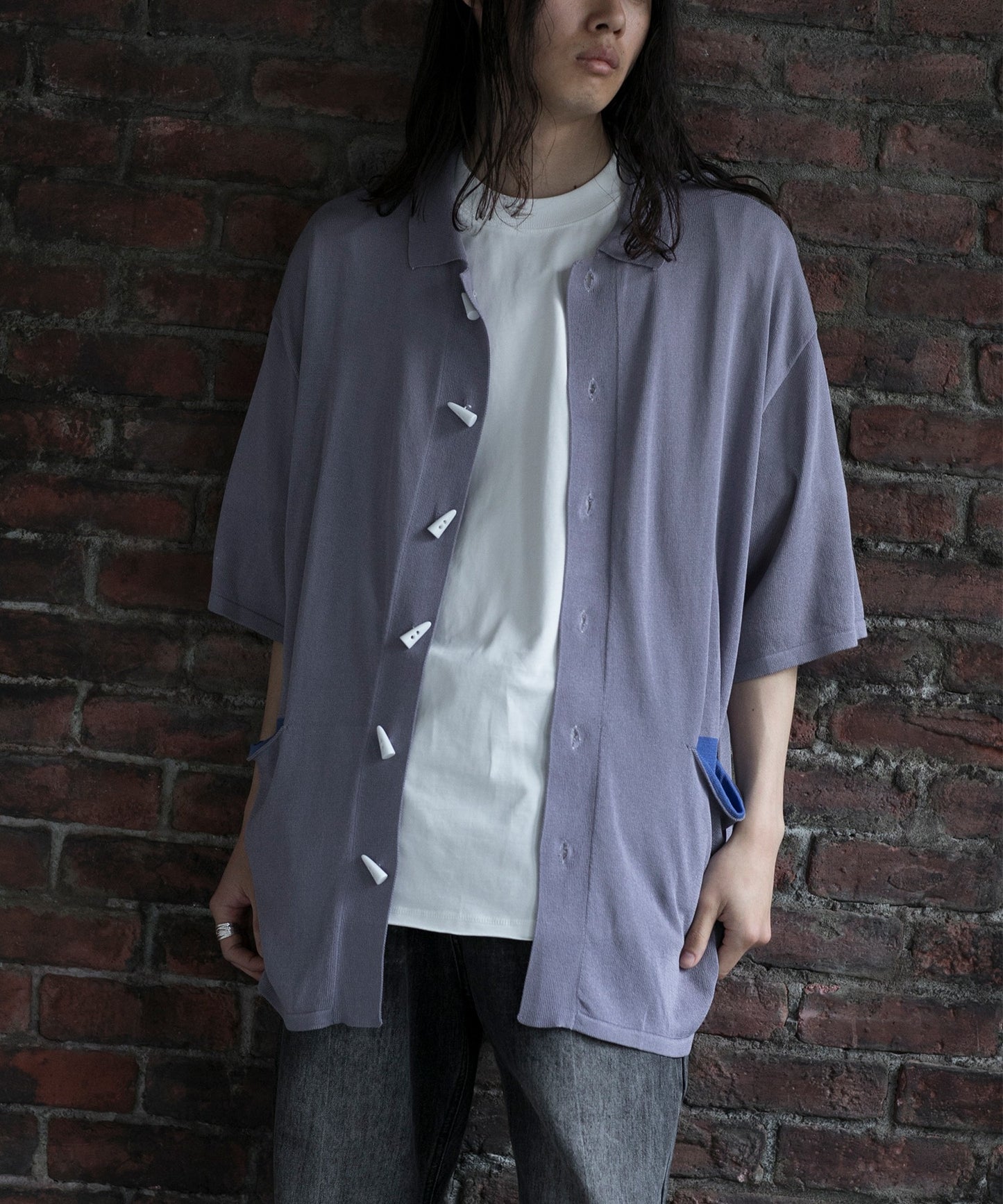 【aimoha neo】CONTRAST POCKETS KNIT SHIRT