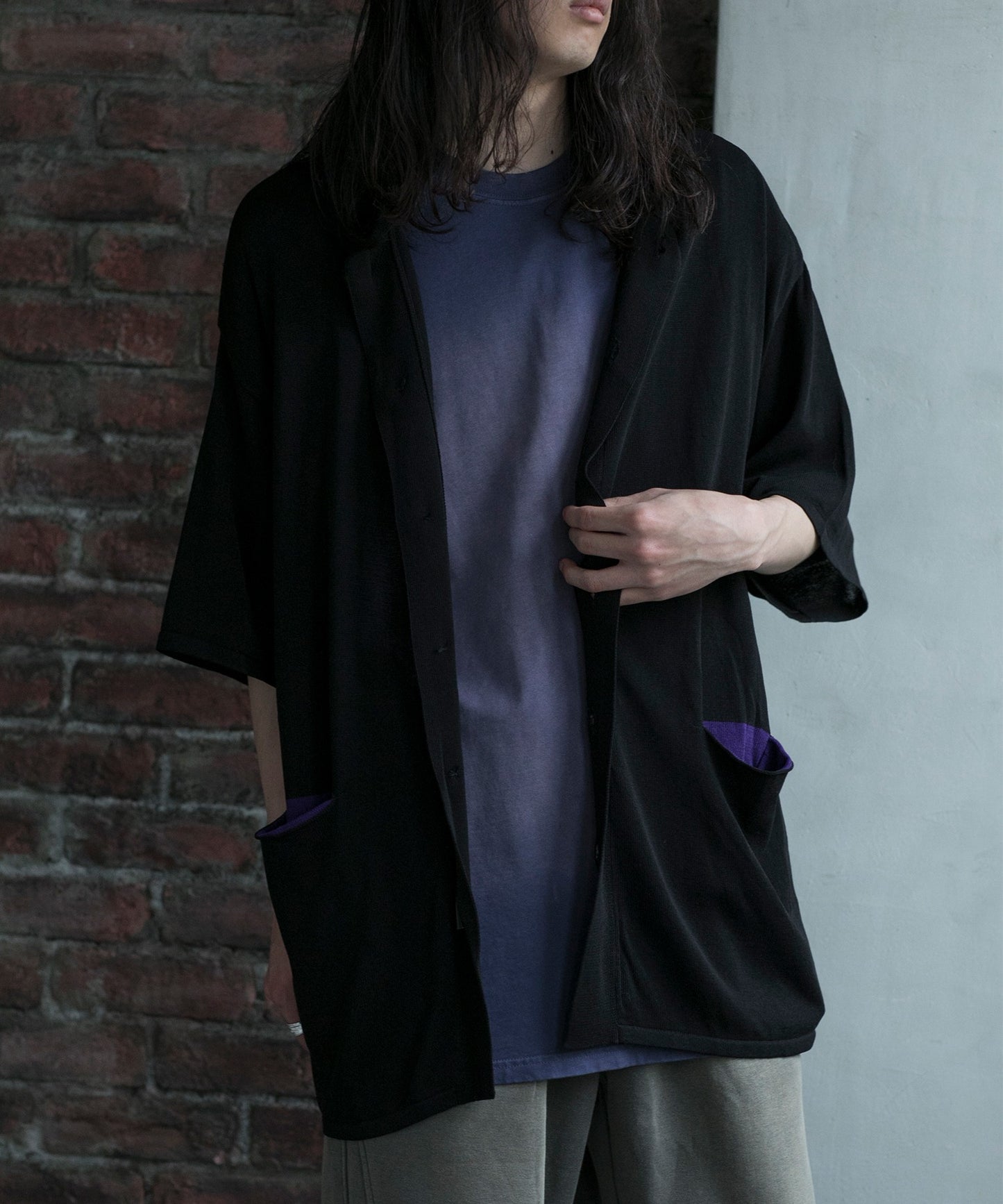 【aimoha neo】CONTRAST POCKETS KNIT SHIRT