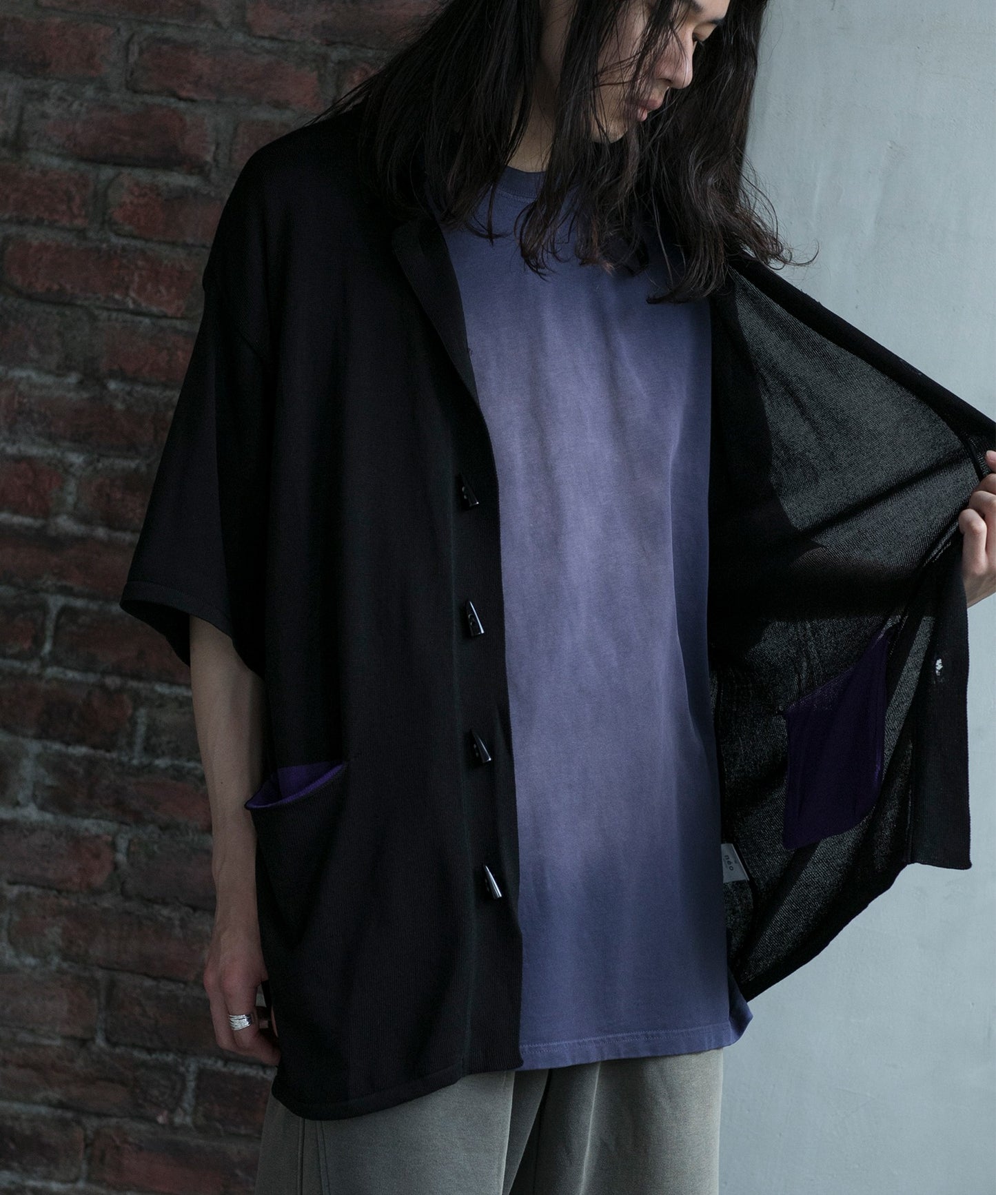 【aimoha neo】CONTRAST POCKETS KNIT SHIRT