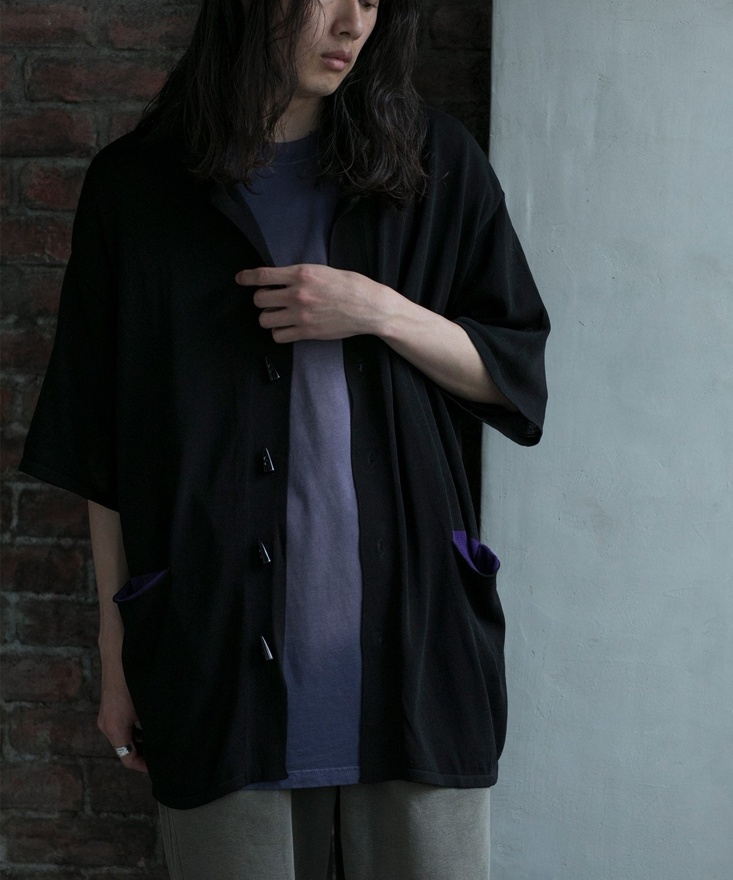 【aimoha neo】CONTRAST POCKETS KNIT SHIRT