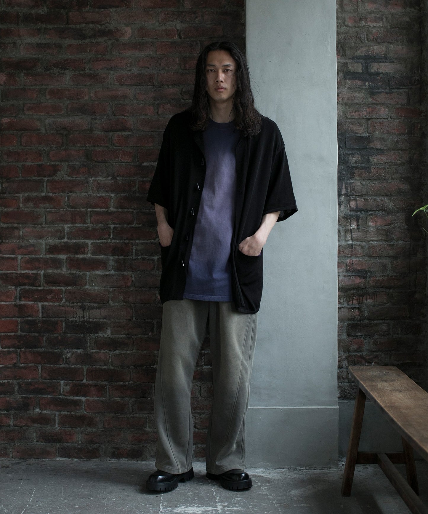 【aimoha neo】CONTRAST POCKETS KNIT SHIRT