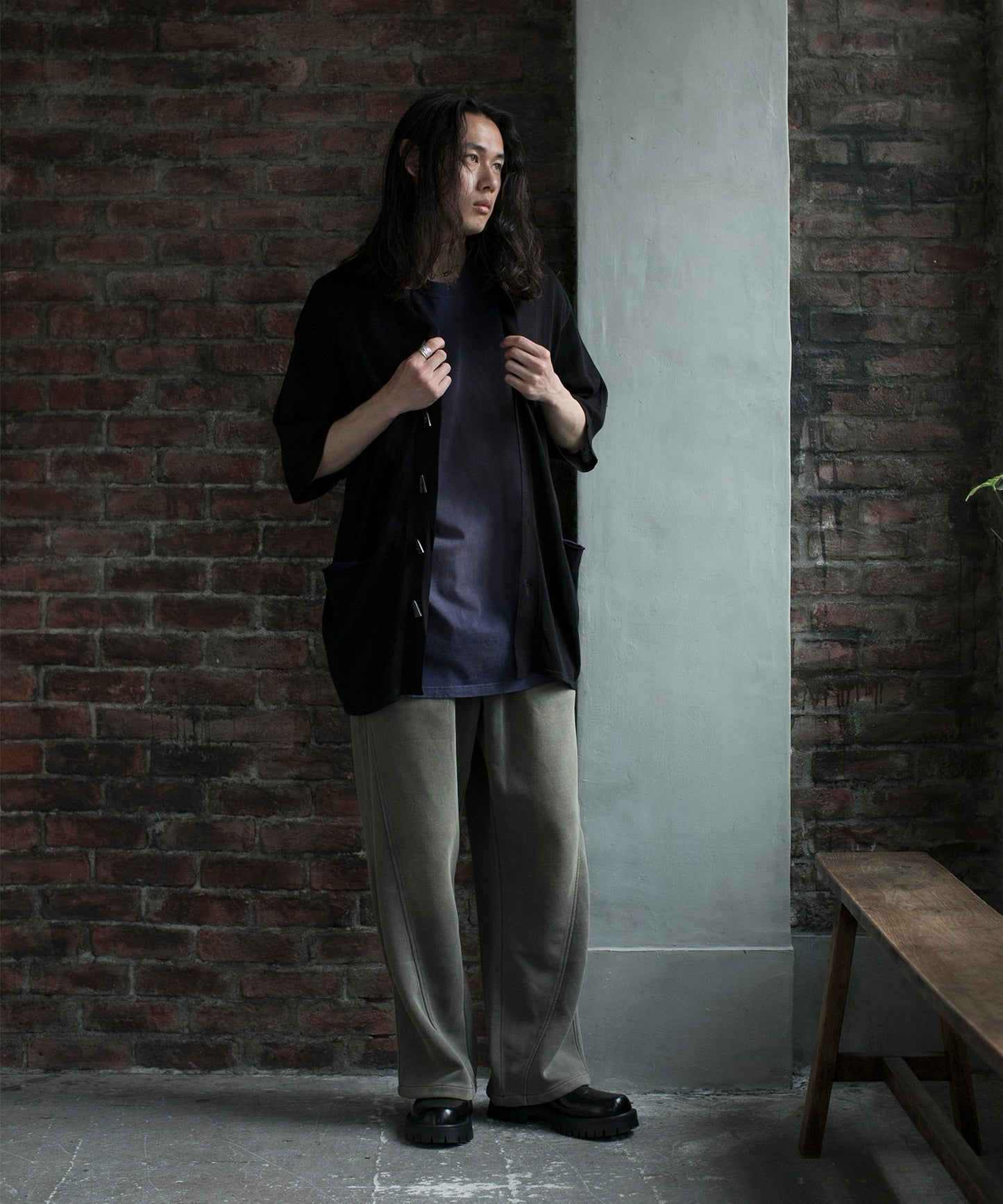 【aimoha neo】CONTRAST POCKETS KNIT SHIRT