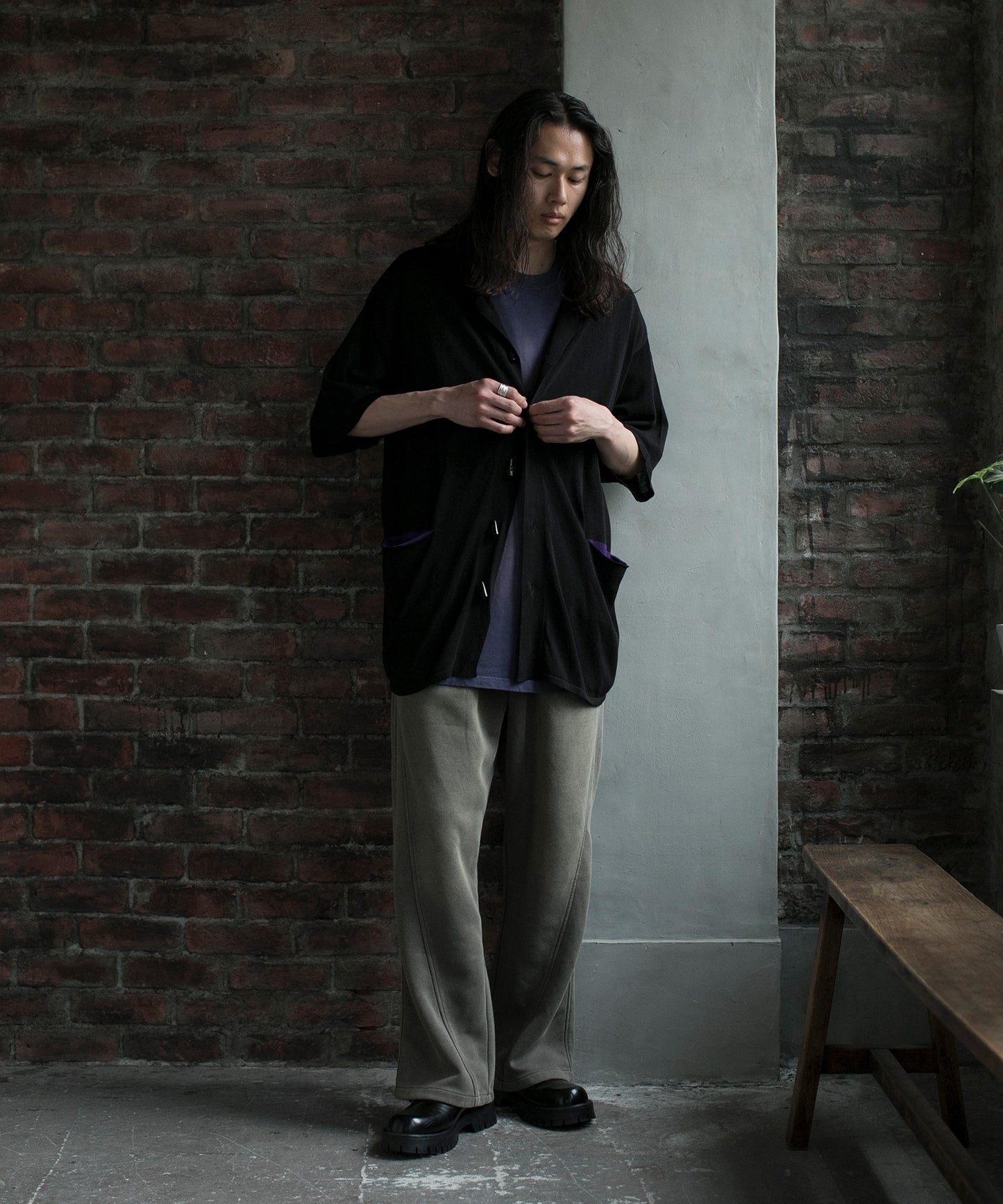 【aimoha neo】CONTRAST POCKETS KNIT SHIRT