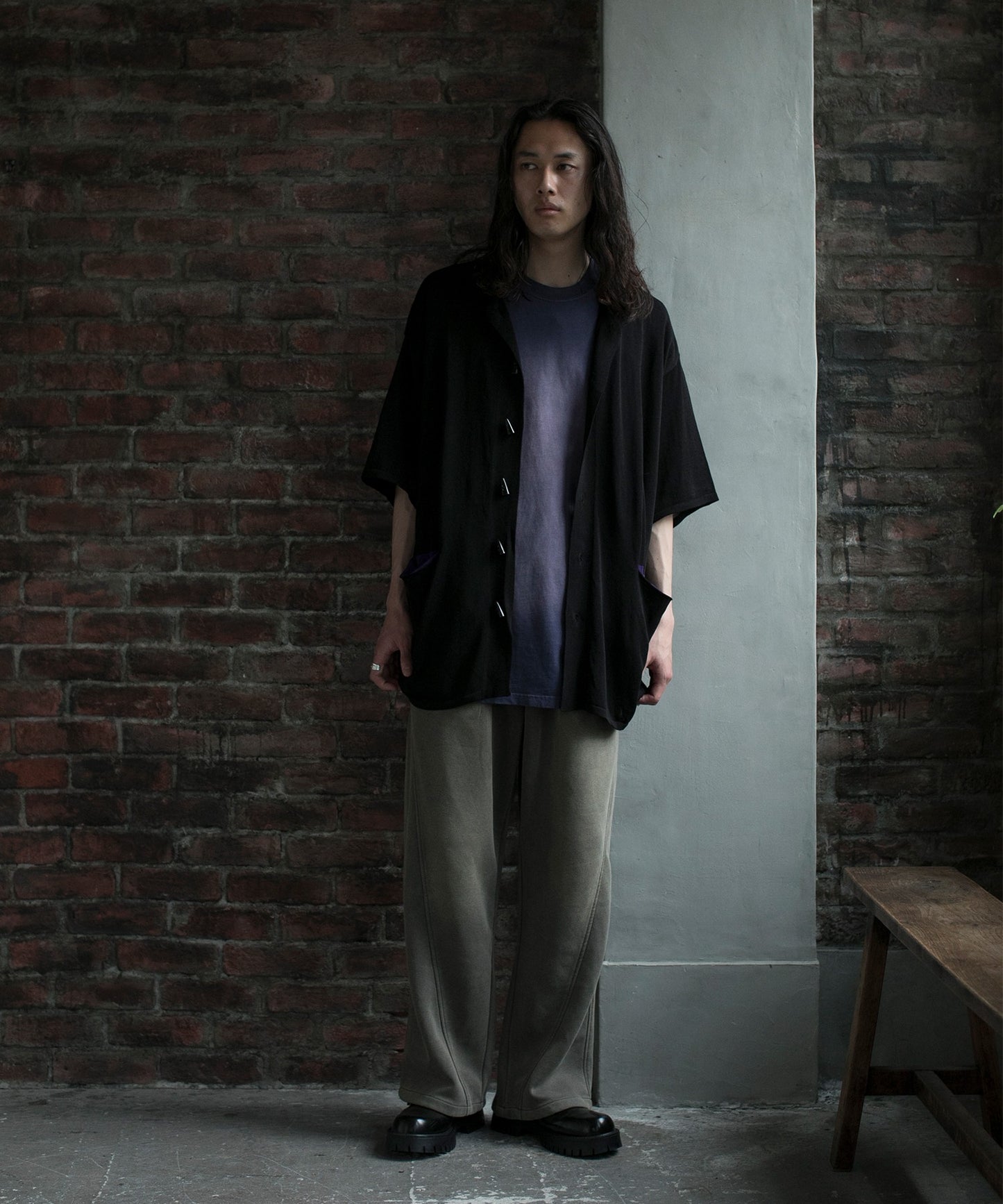 【aimoha neo】CONTRAST POCKETS KNIT SHIRT