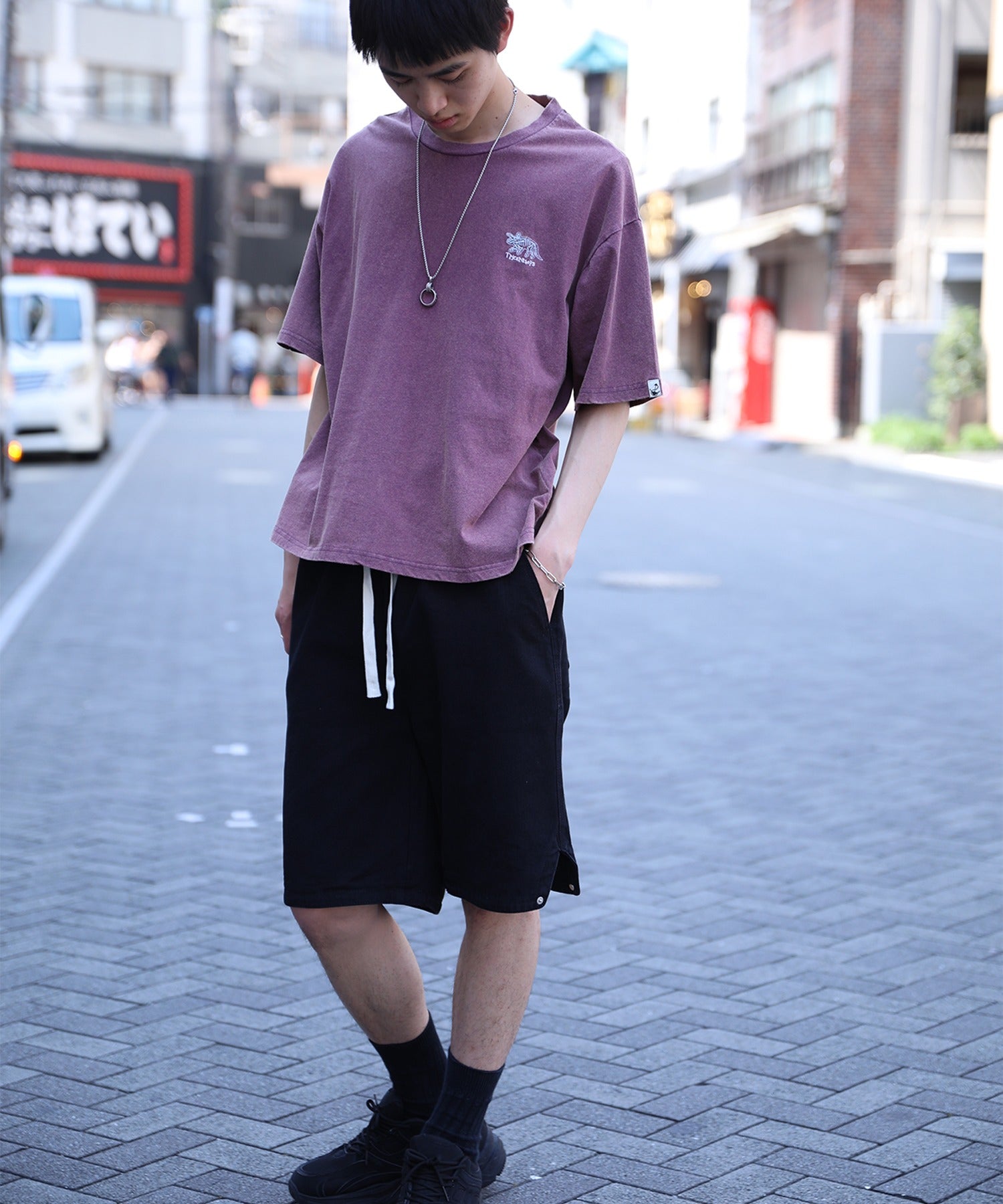 【HOOK -original- 】恐竜刺繍ウォッシュ半袖TEE