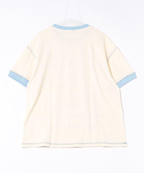 【HOOK】for girls 英字発泡プリント飾りステッチリンガーTEE