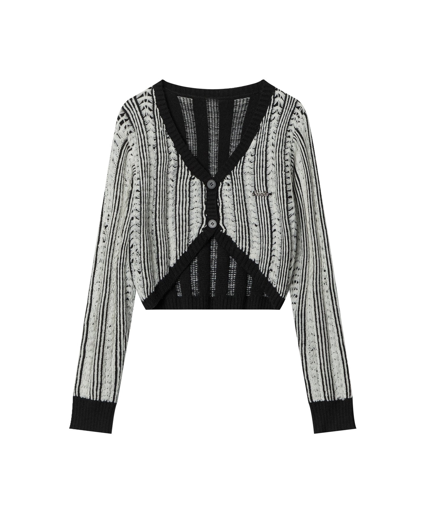 【HOOK】for girls ストライプ真ん中ボタンカーディガン