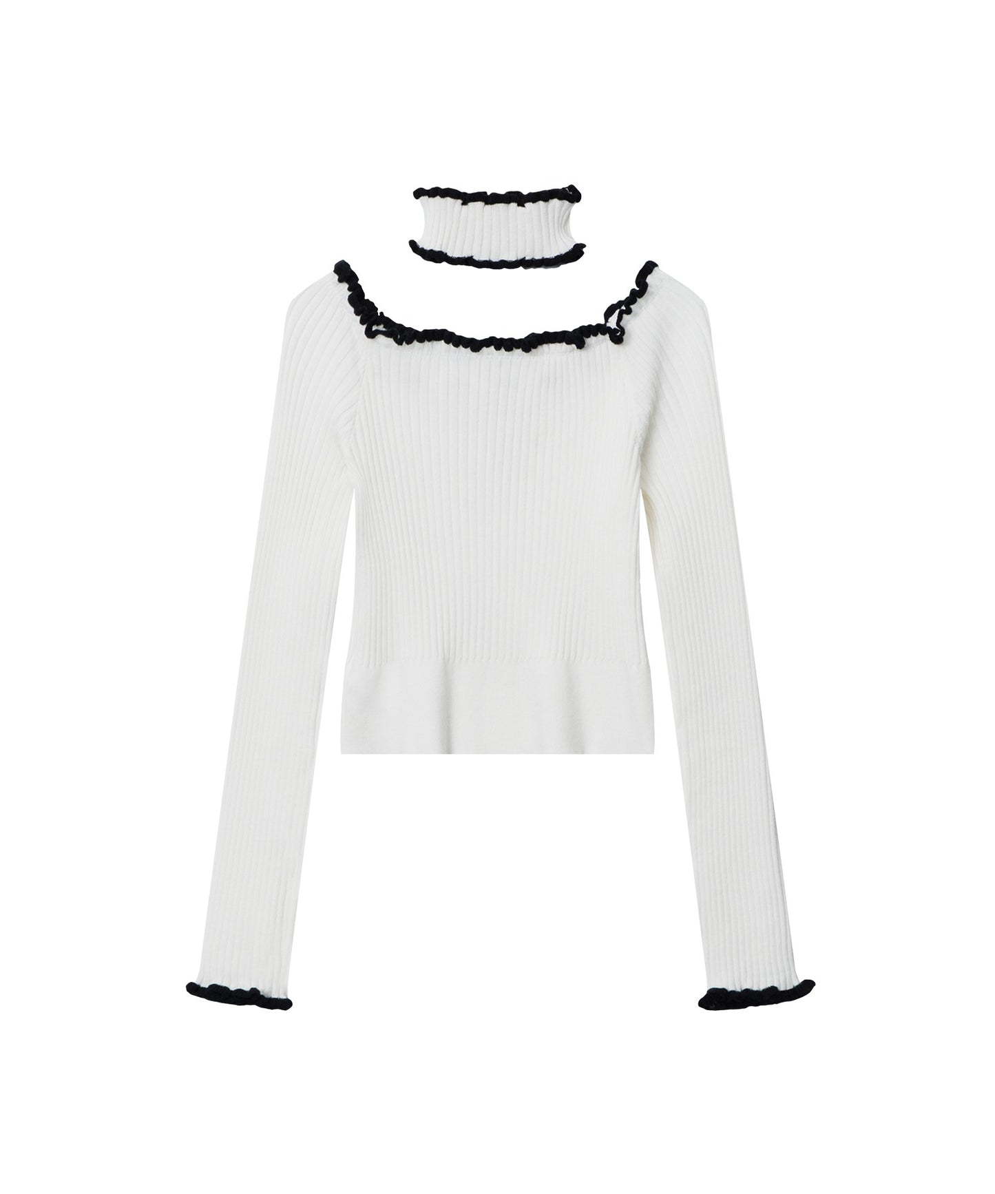 【HOOK】for girls チョーカー付きリブニットトップス