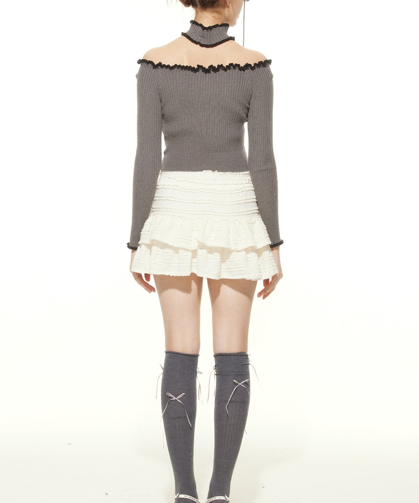 【HOOK】for girls チョーカー付きリブニットトップス