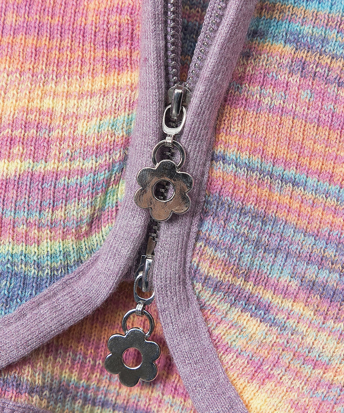 【HOOK】for girls カットアウトポロ襟ダブルジップカーディガン