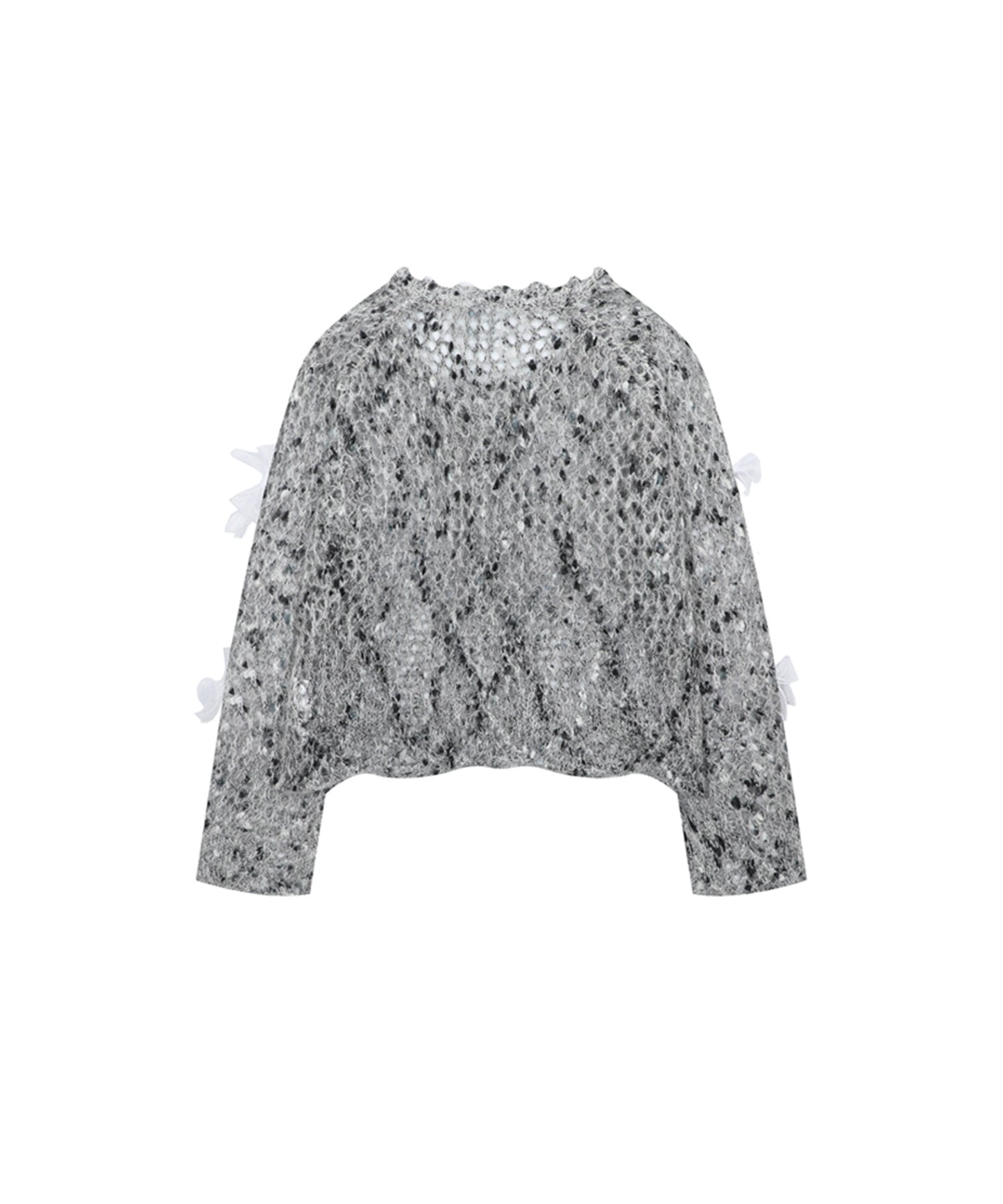 【HOOK】for girls シフォンリボンたっぷり透かしニットプルオーバー