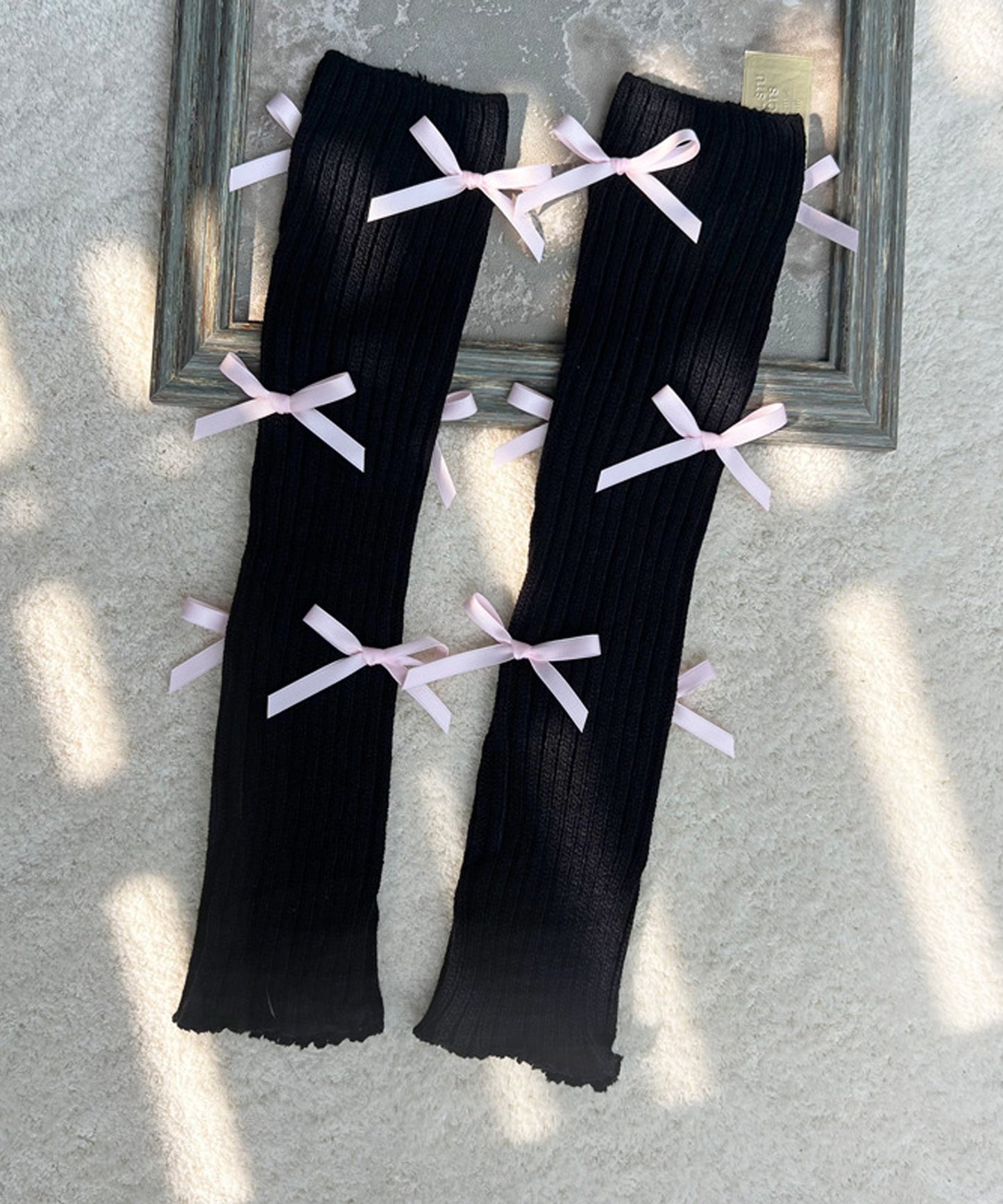 【HOOK】for girls リボンたっぷりルーズソックス レッグウォーマー