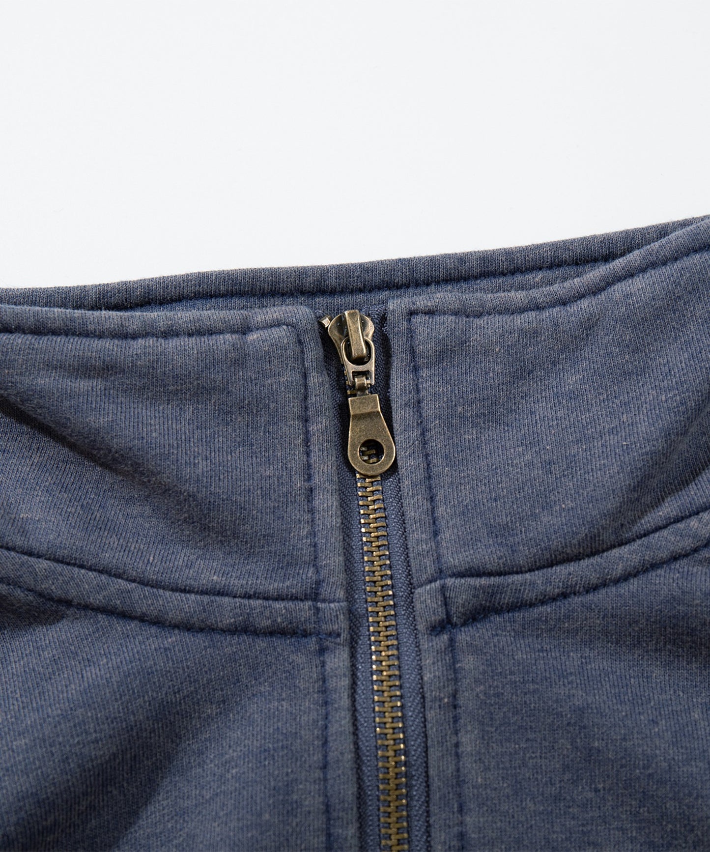 HOOK -original- アメカジパッチ刺繍デニム風ウォッシュハーフジップ