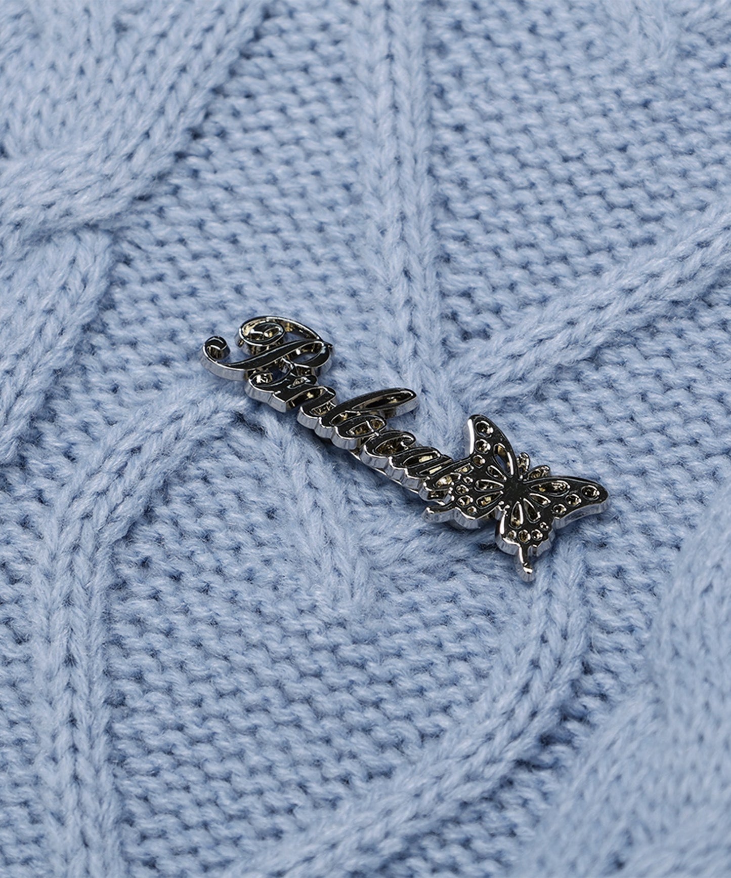 【HOOK】for girls 袖リボン付きハートケーブルニットプルオーバー