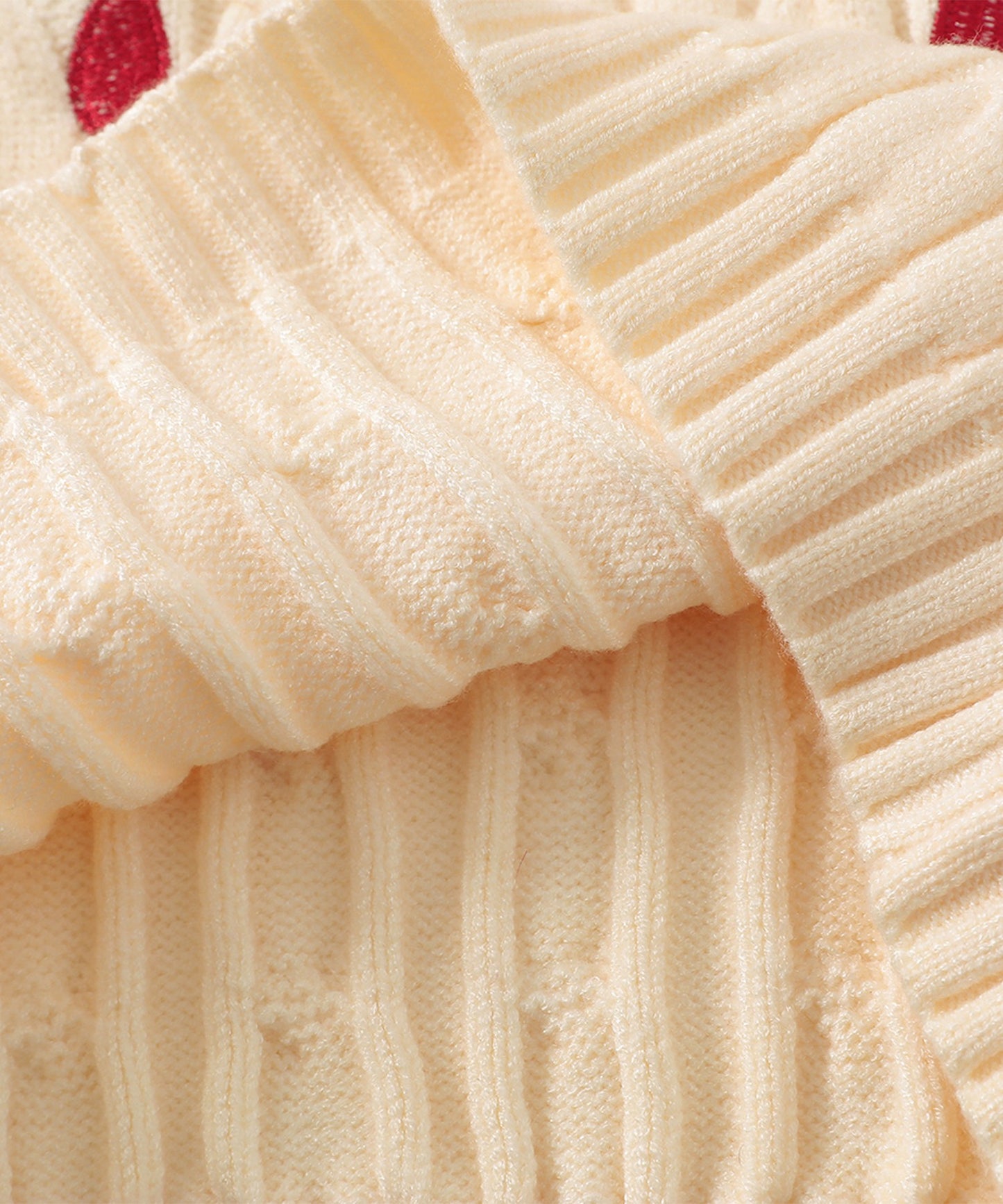 【HOOK】for girls リボン刺繍ポロ襟ニット