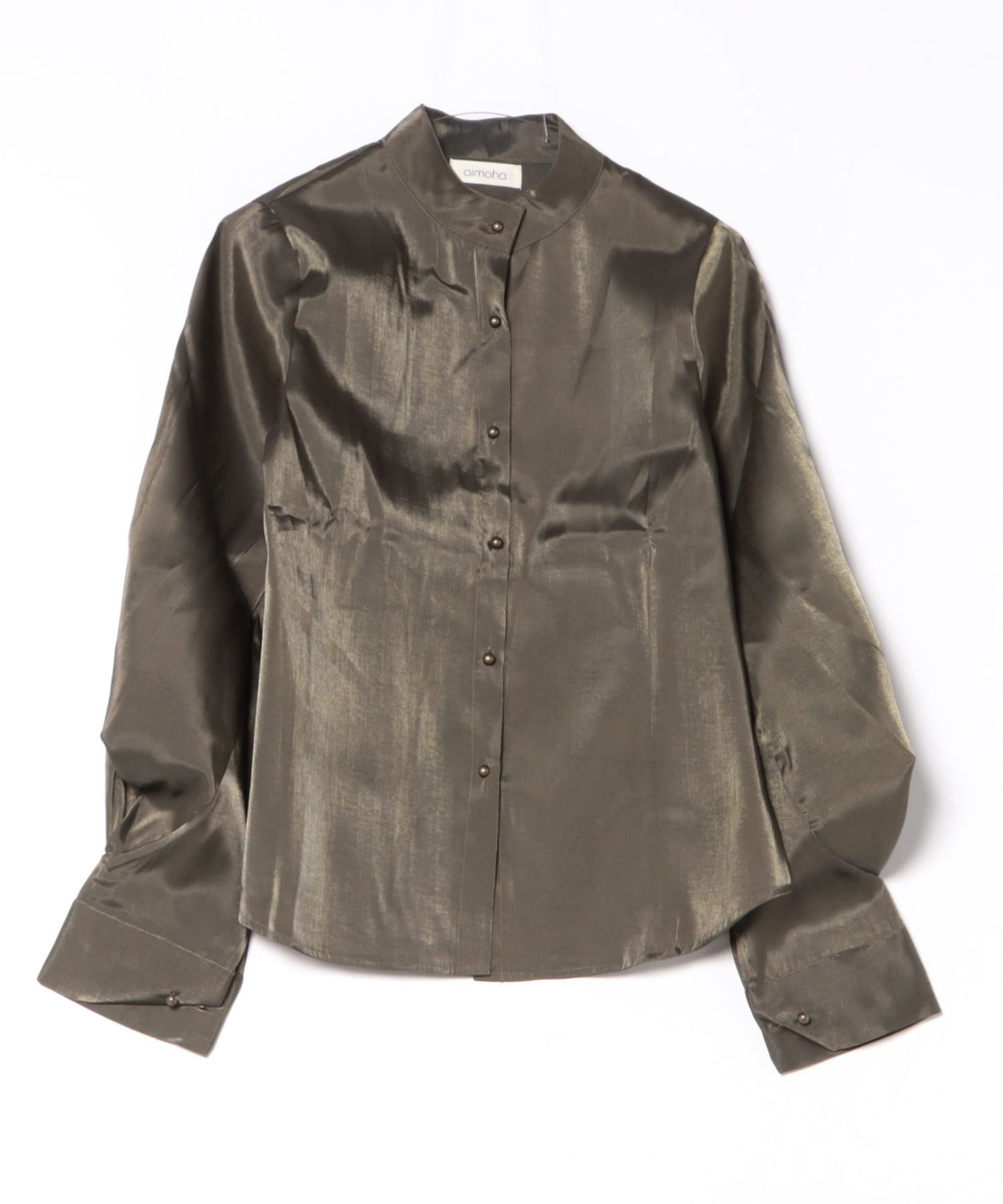 オリジナル光沢感バンドカラーブラウス