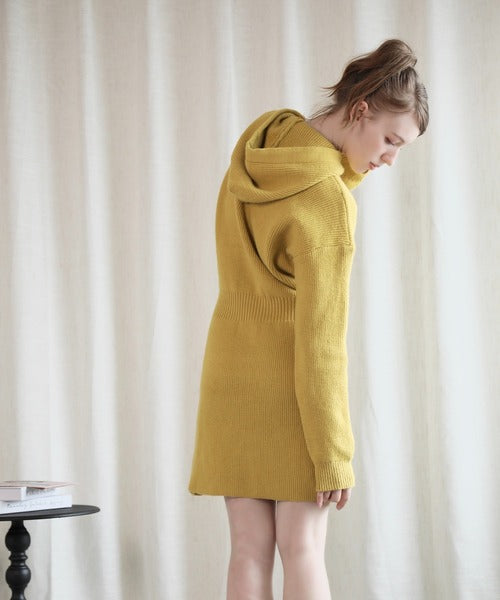 【Jasmine】ハイウエストニットワンピース フード付き