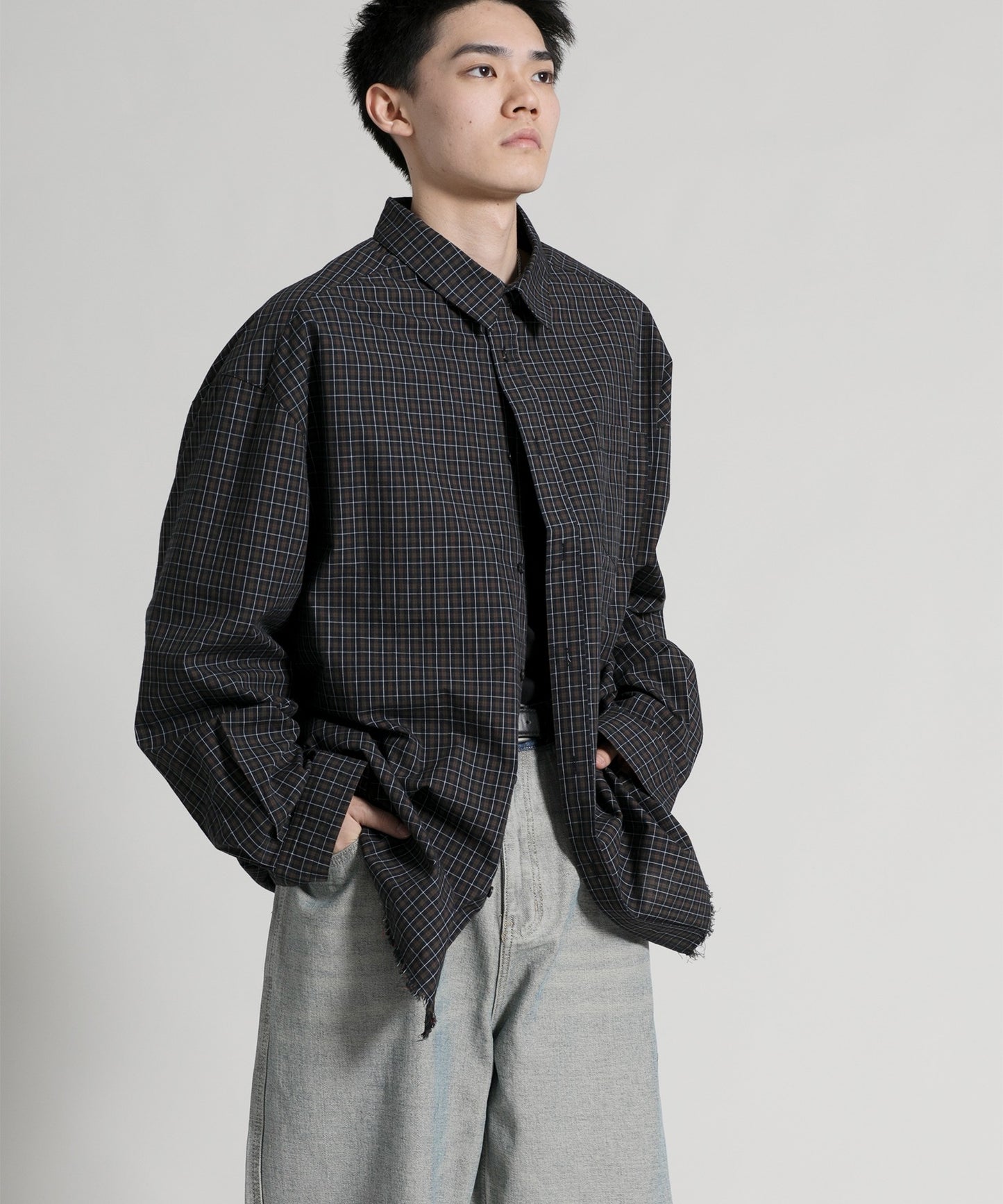 【aimoha neo】Distressed Vintage Checkered Oversized Shirt