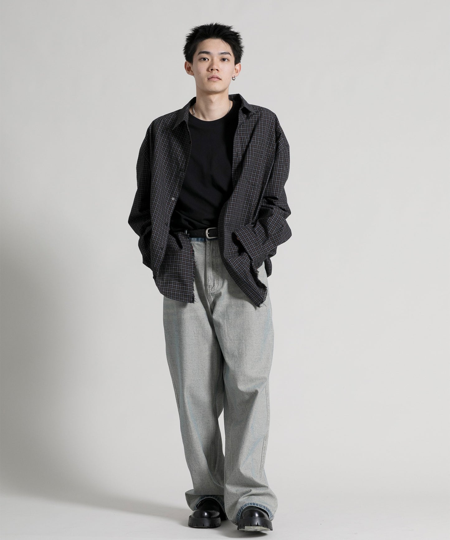 【aimoha neo】Distressed Vintage Checkered Oversized Shirt