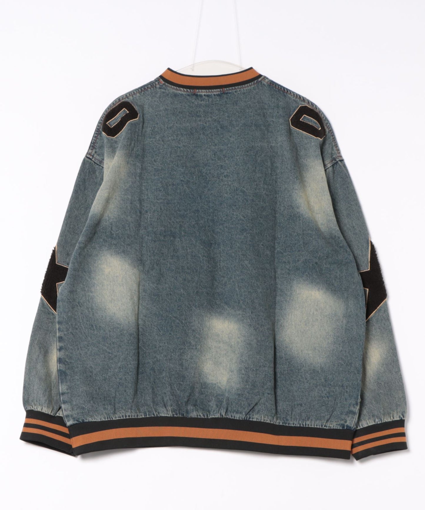 HOOK -select- 部分ウォッシュvネックデニムプルオーバー