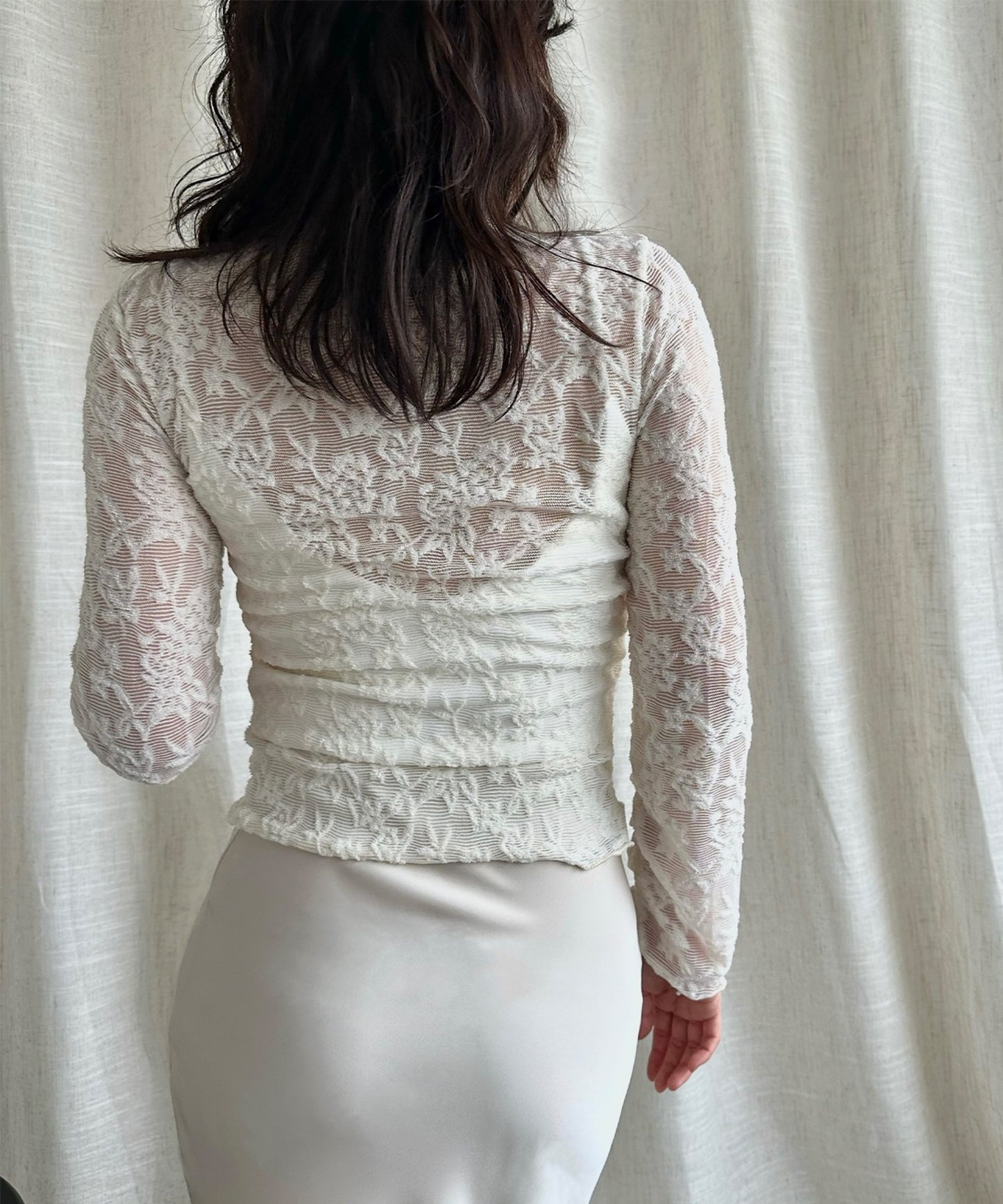 【Jasmine】ストレッチレースシアートップス