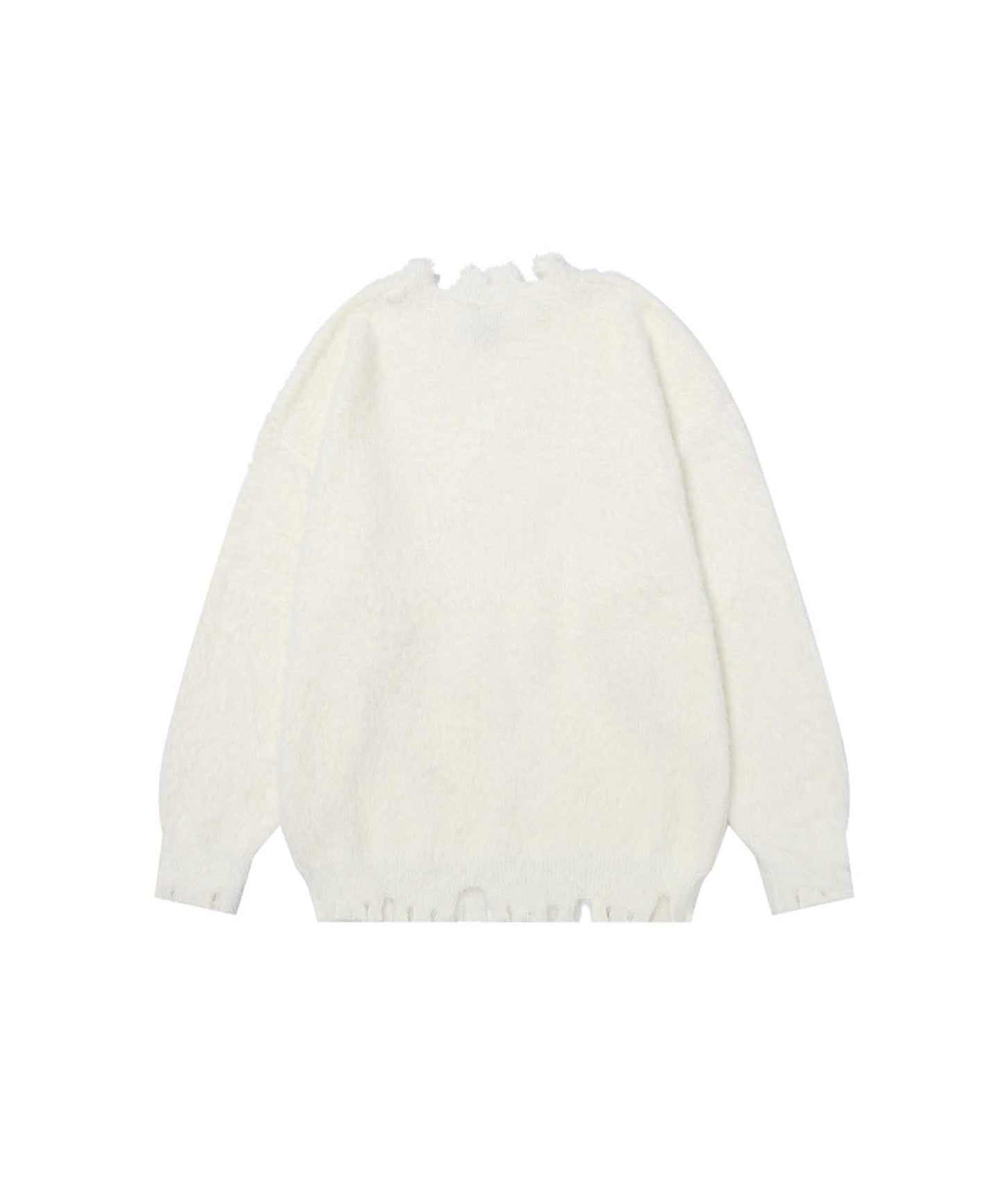 【HOOK】for girls チェック柄リボン付きダメージニット