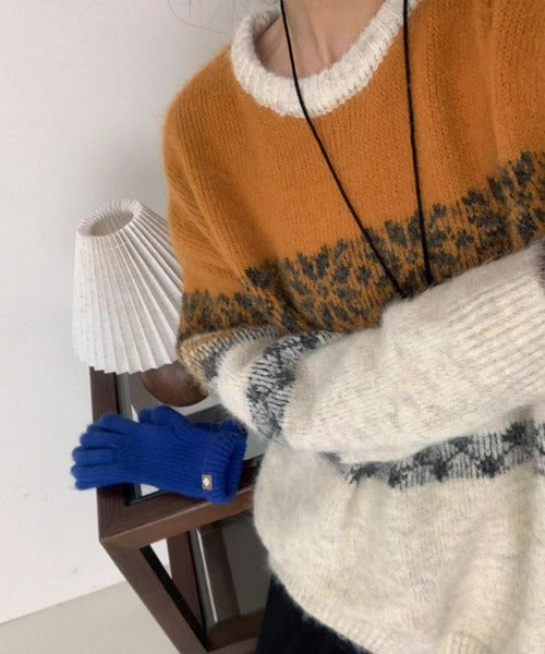 ノルディック柄レトロセーター