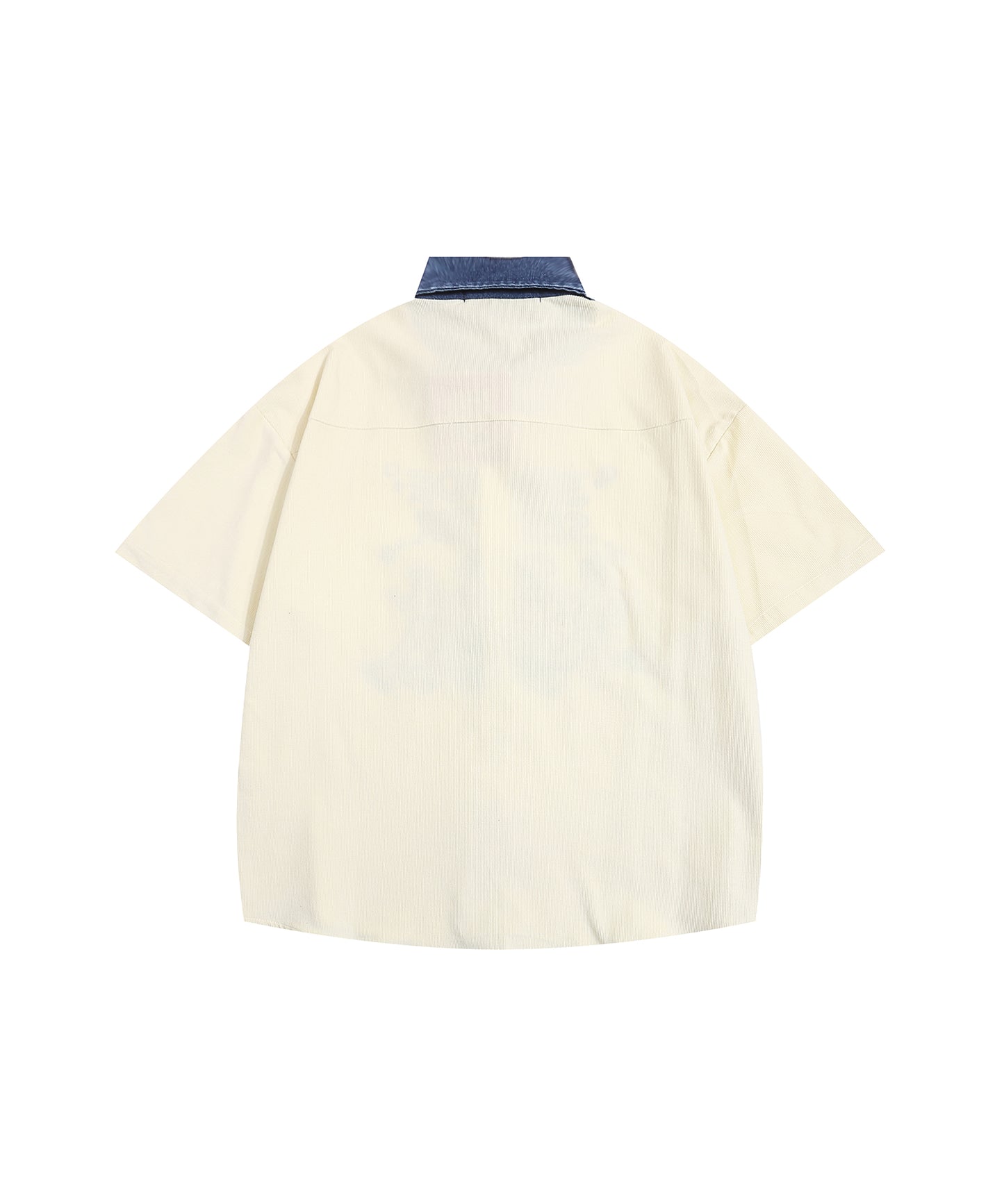 【HOOK -select- 】レトロ調人物刺繍夏コーデュロイ半袖シャツ
