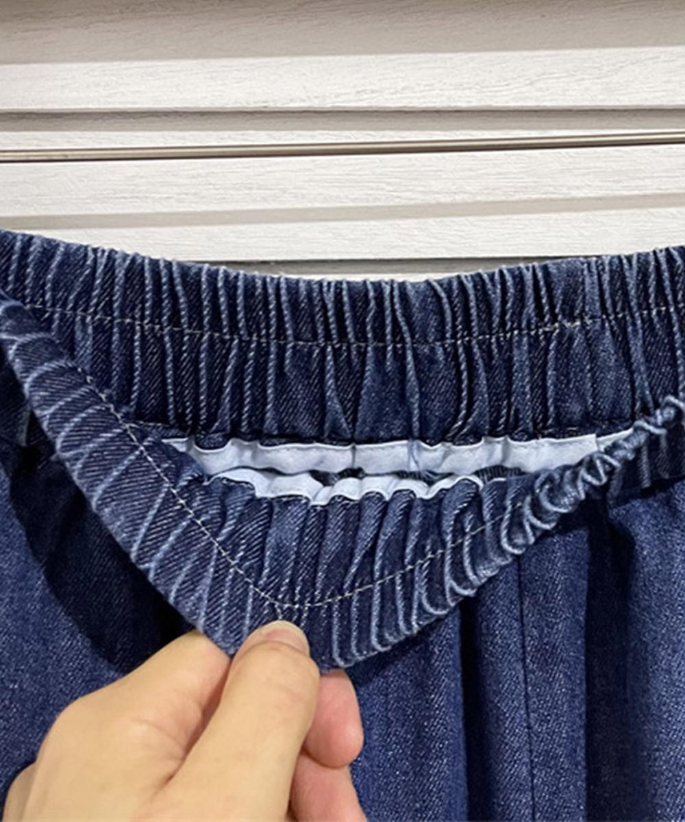 裾レースコットンワイドパンツ