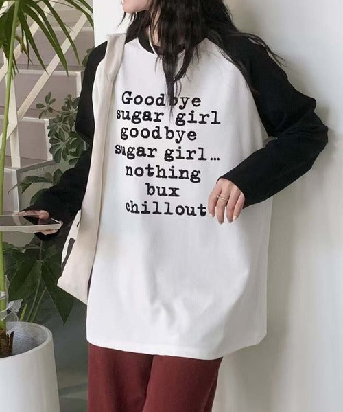プリントラグラン長袖Tシャツ