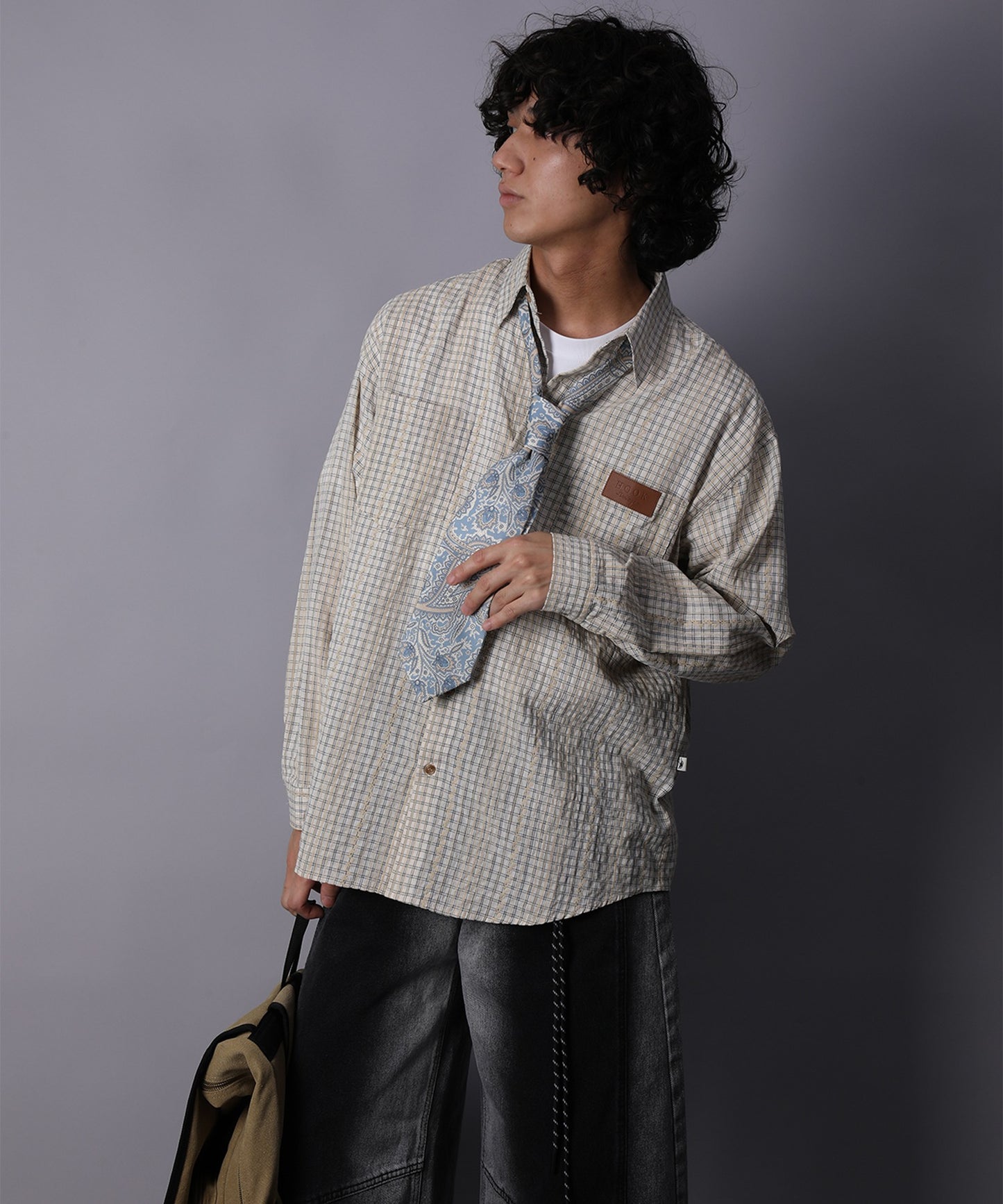 HOOK -original- 古着風ジャカードチェック柄シャツ