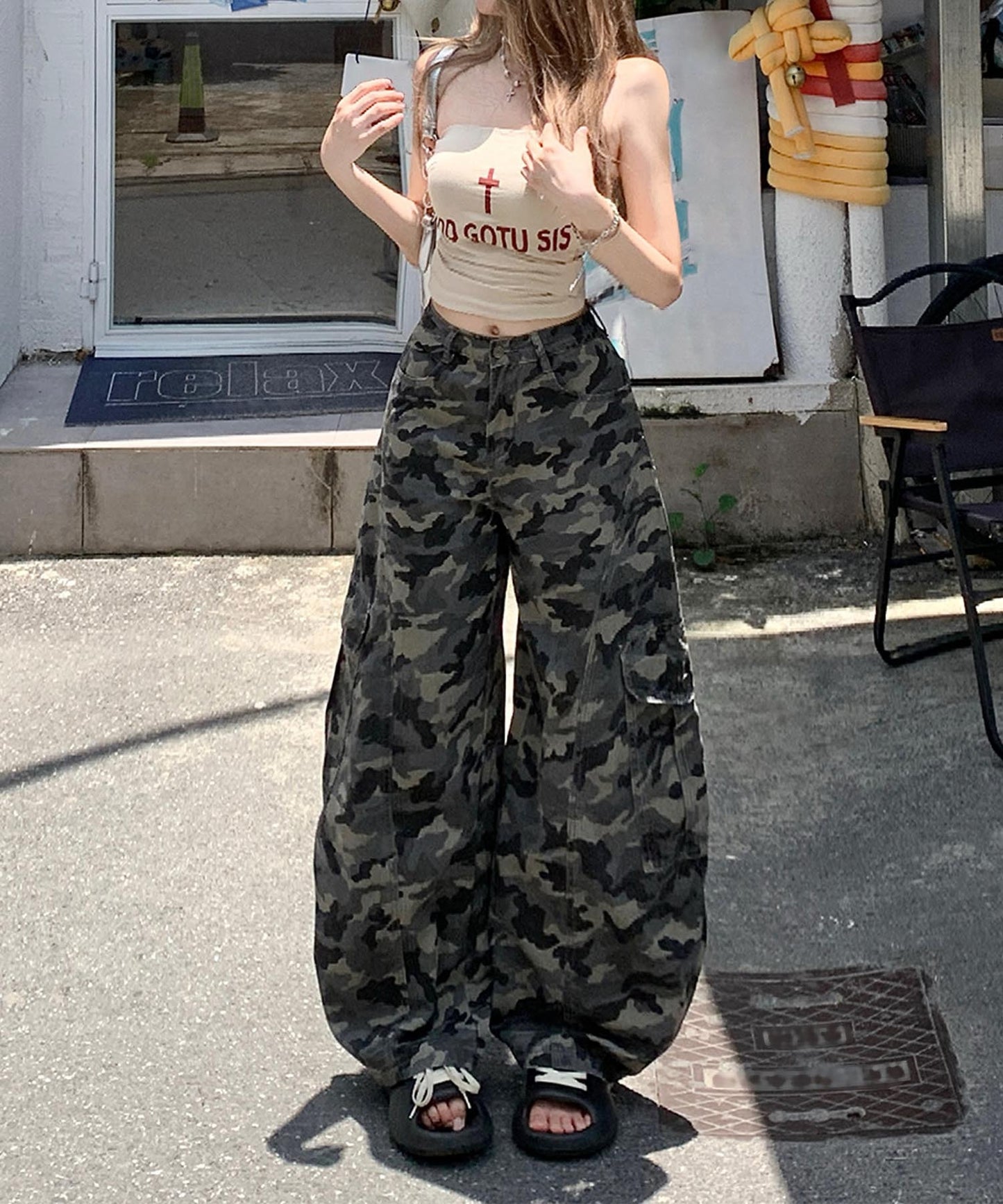 シアープリントロングTシャツ