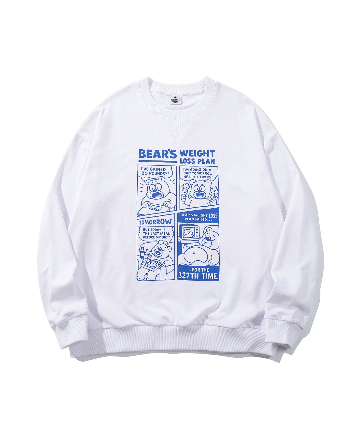 HOOK -original- 「BEAR’S WEIGHT LOSS PLAN」コミックプリント スウェット