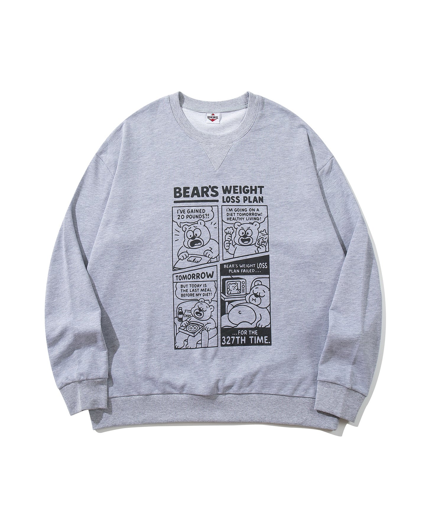 HOOK -original- 「BEAR’S WEIGHT LOSS PLAN」コミックプリント スウェット