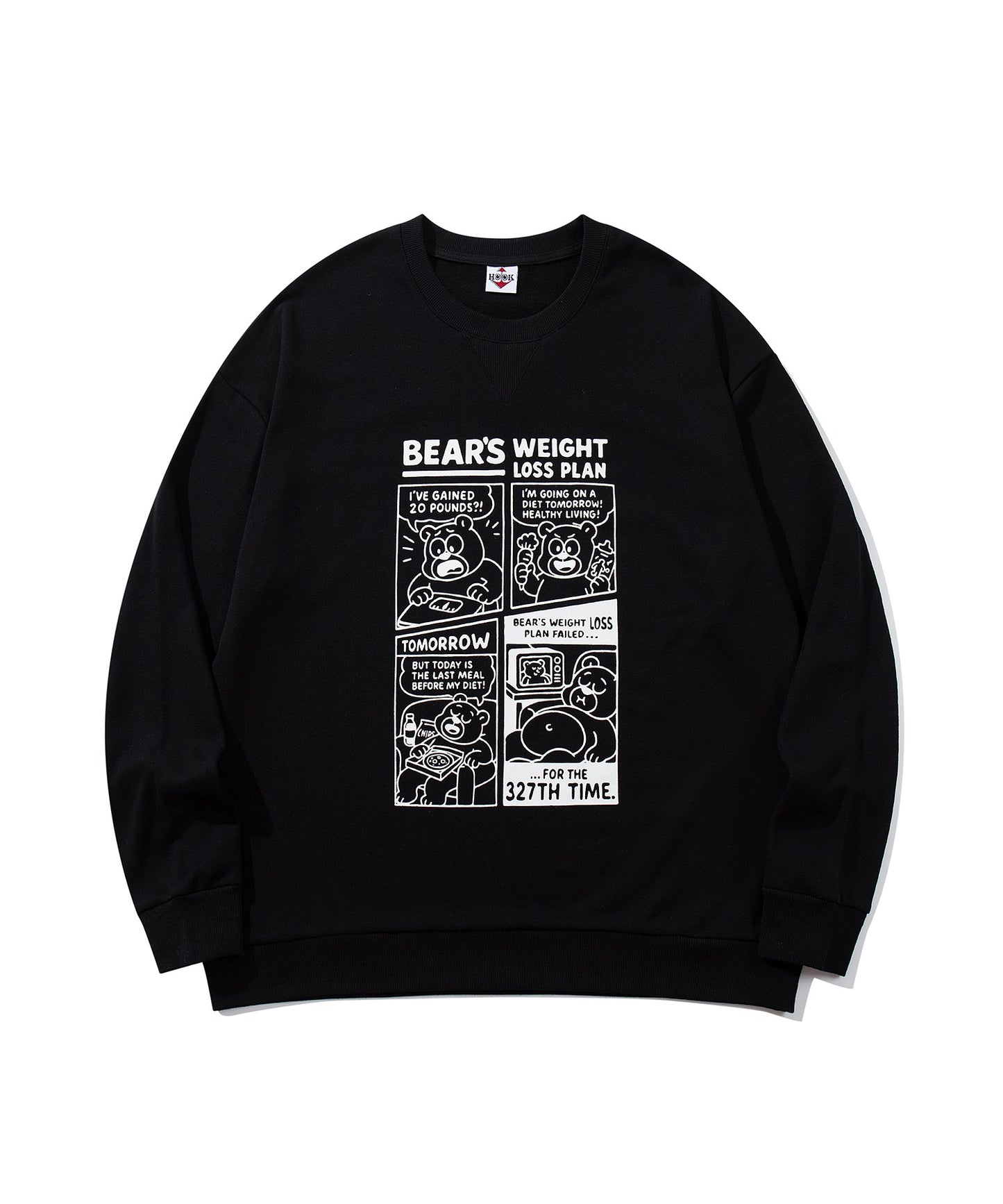 HOOK -original- 「BEAR’S WEIGHT LOSS PLAN」コミックプリント スウェット
