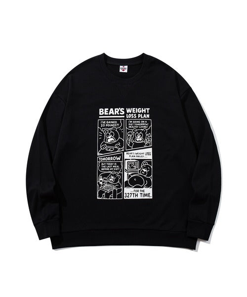 HOOK -original- 「BEAR’S WEIGHT LOSS PLAN」コミックプリント スウェット