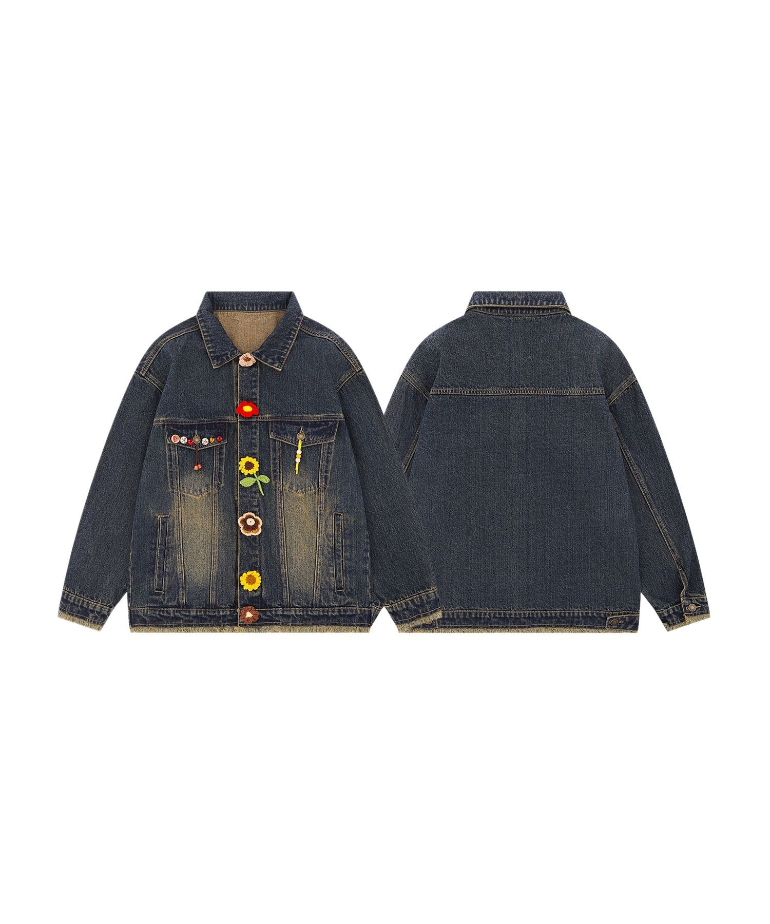 フラワーモチーフ カラフルビーズ デニムジャケット – 《公式