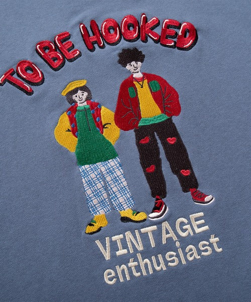 HOOK -original- カップルイラスト総刺繍スウェット