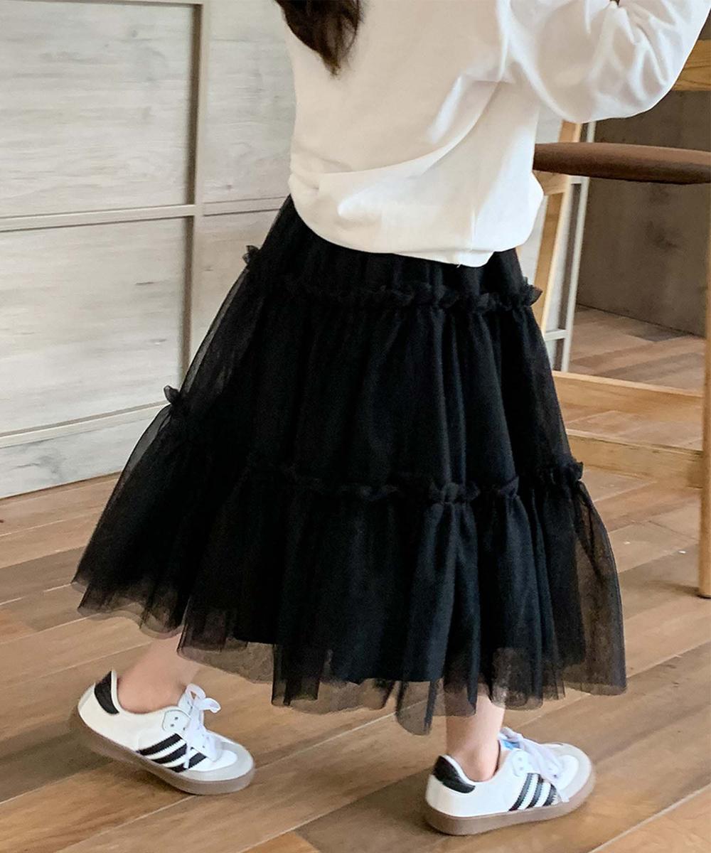 【aimoha-KIDS-】チュールティアードスカート