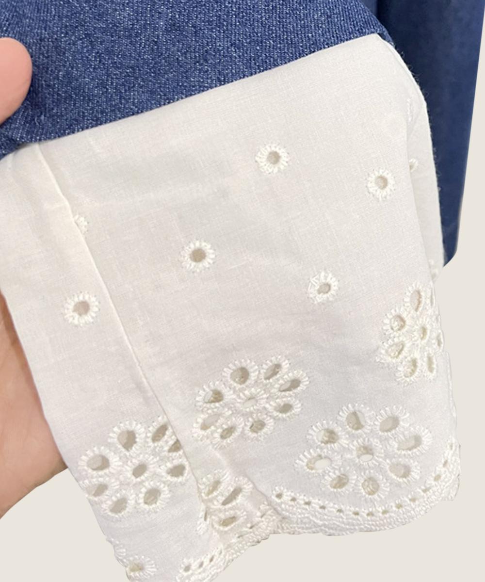 レース付きデニムドローストリングスカート