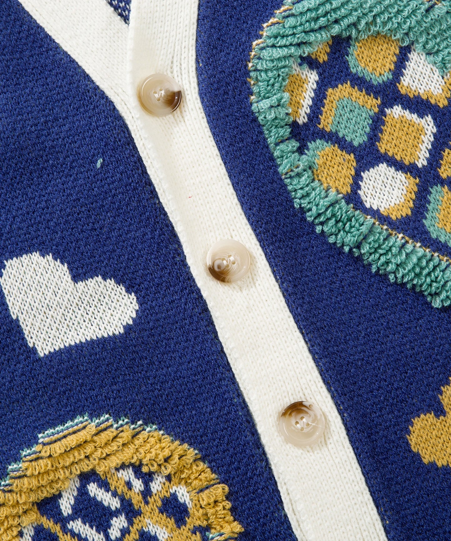 【HOOK -original- 】レトロ調 サガラ刺繍ハート柄Vネックカーディガン
