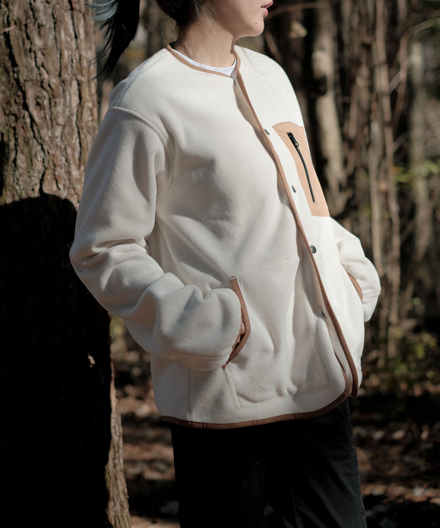 Fleece pocket cardigan