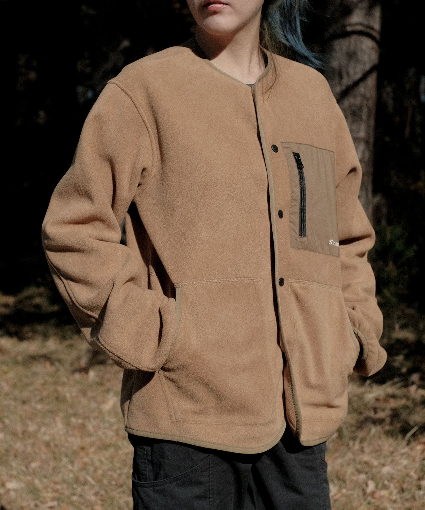 Fleece pocket cardigan