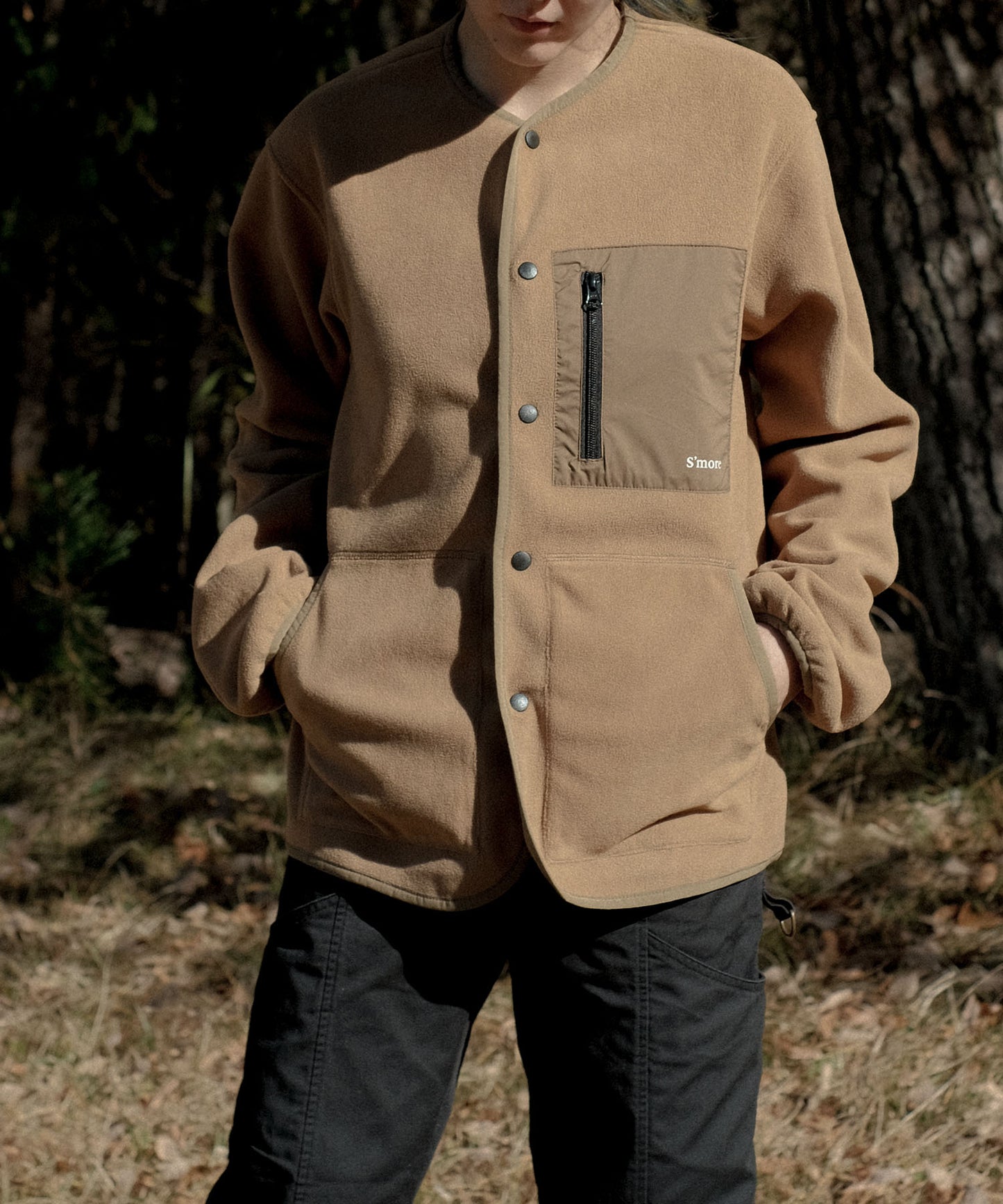 Fleece pocket cardigan