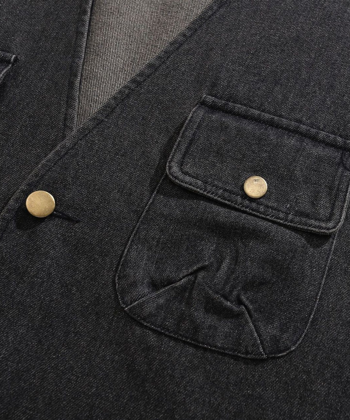 【HOOK -original- 】レトロ調花刺繍vネックデニムベスト